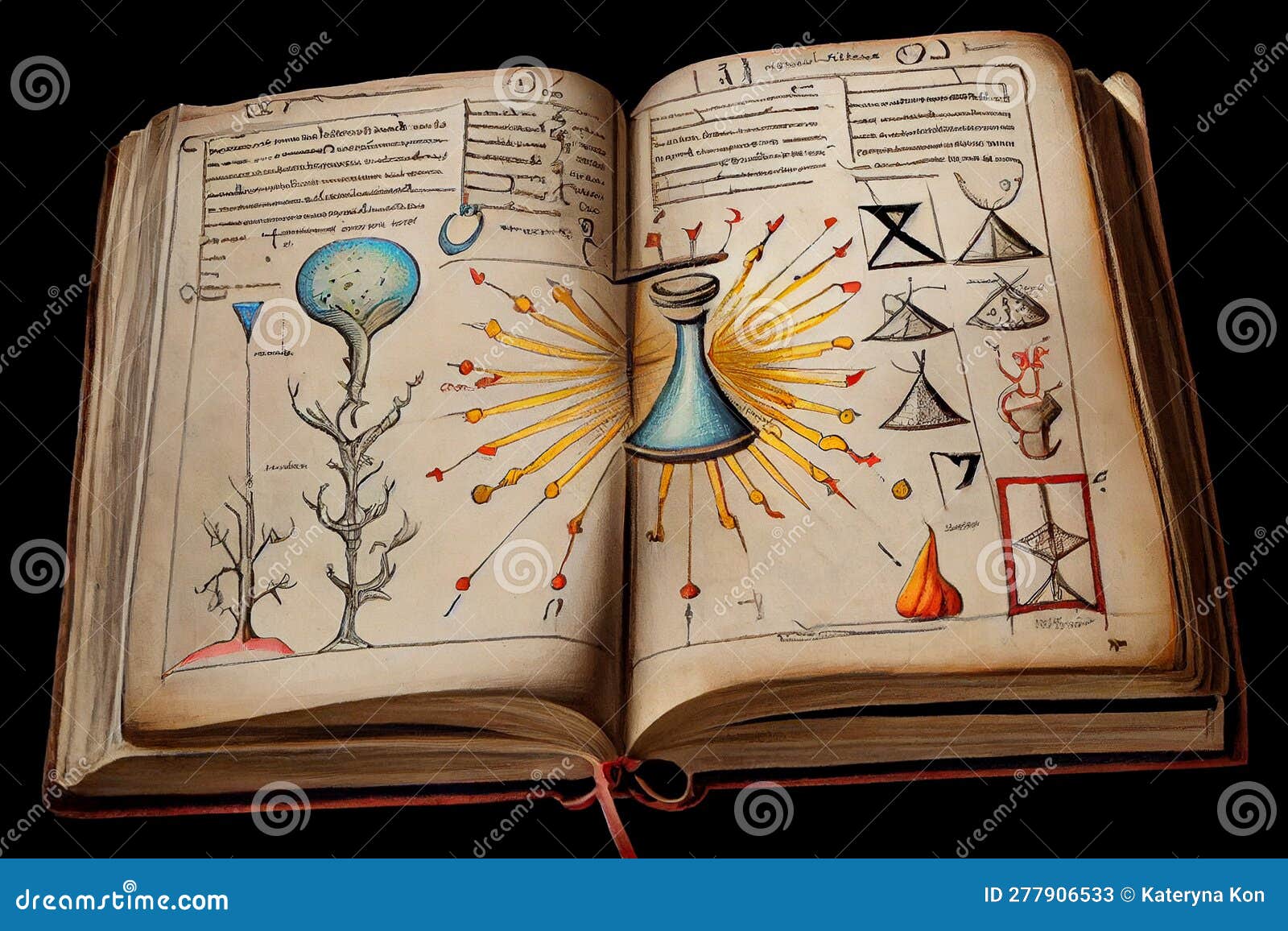 Magie Des Sorts Dans Livre Antique Avec Dessins Et Annotations Génération  Ai Illustration Stock - Illustration du docteur, rétro: 277906533