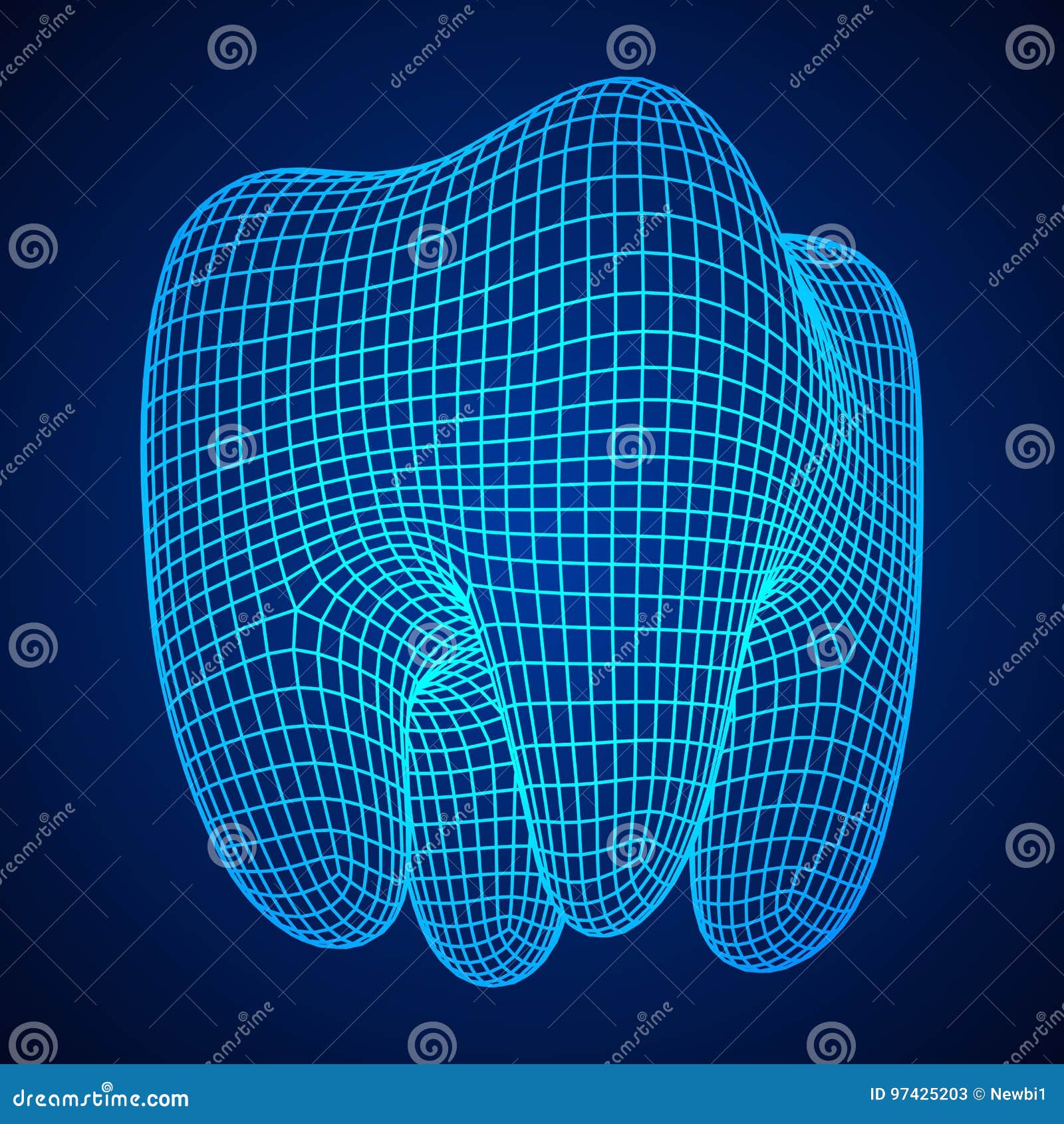 Maglia di Wireframe del dente Illustrazione di vettore della struttura del collegamento Odontoiatria, concetto di salute