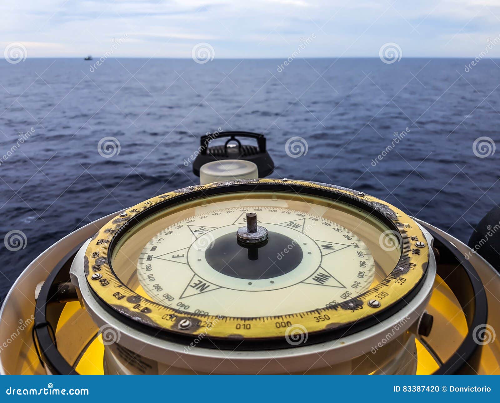 Magnetic Compass Aboard a Ship Stock Photo - Image of large