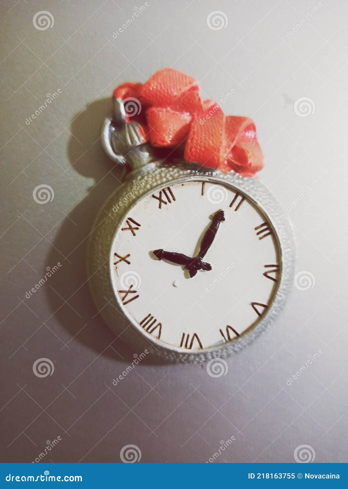 Clock on a Grey Fridge Stock Image Image of font, clock