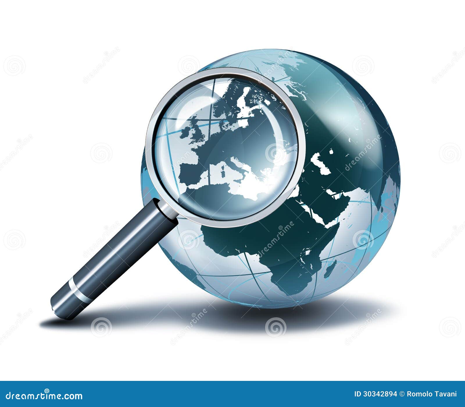 Magnification on Europe stock illustration. Illustration of financial