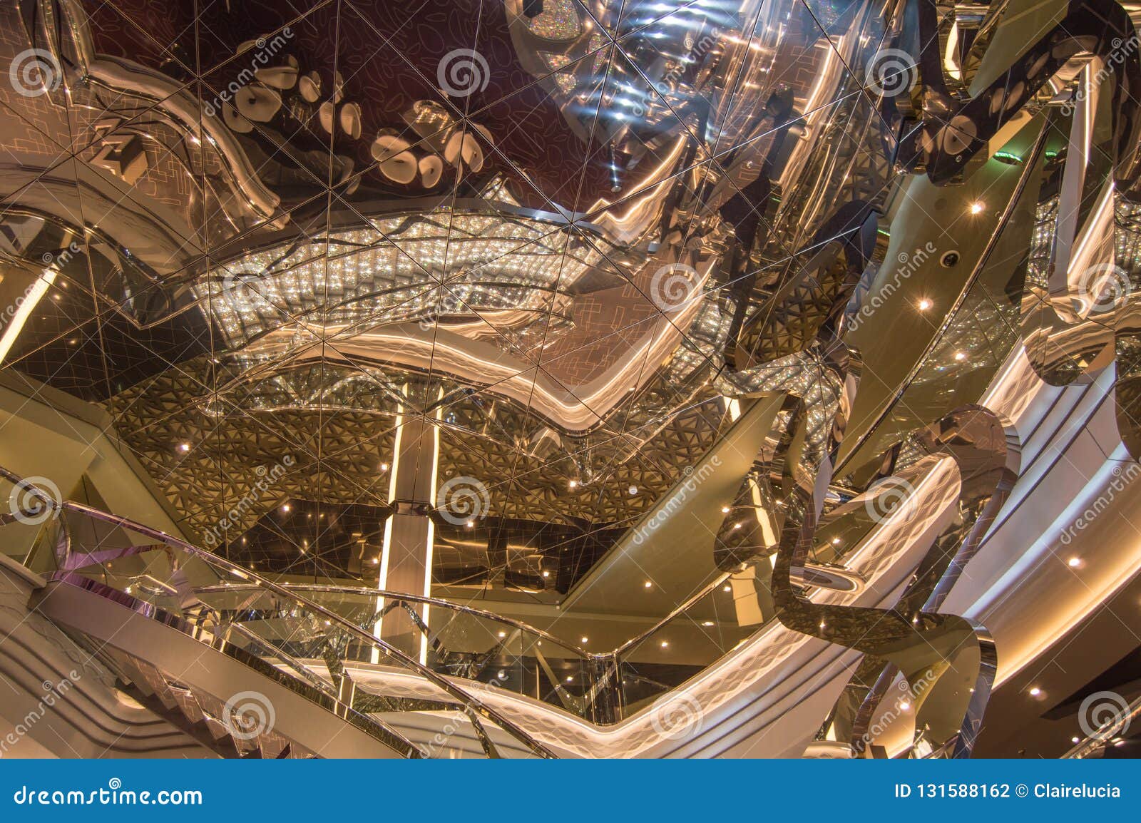 magnificent interiors of the reception area on the cruise ship msc meraviglia, 8 october 2018