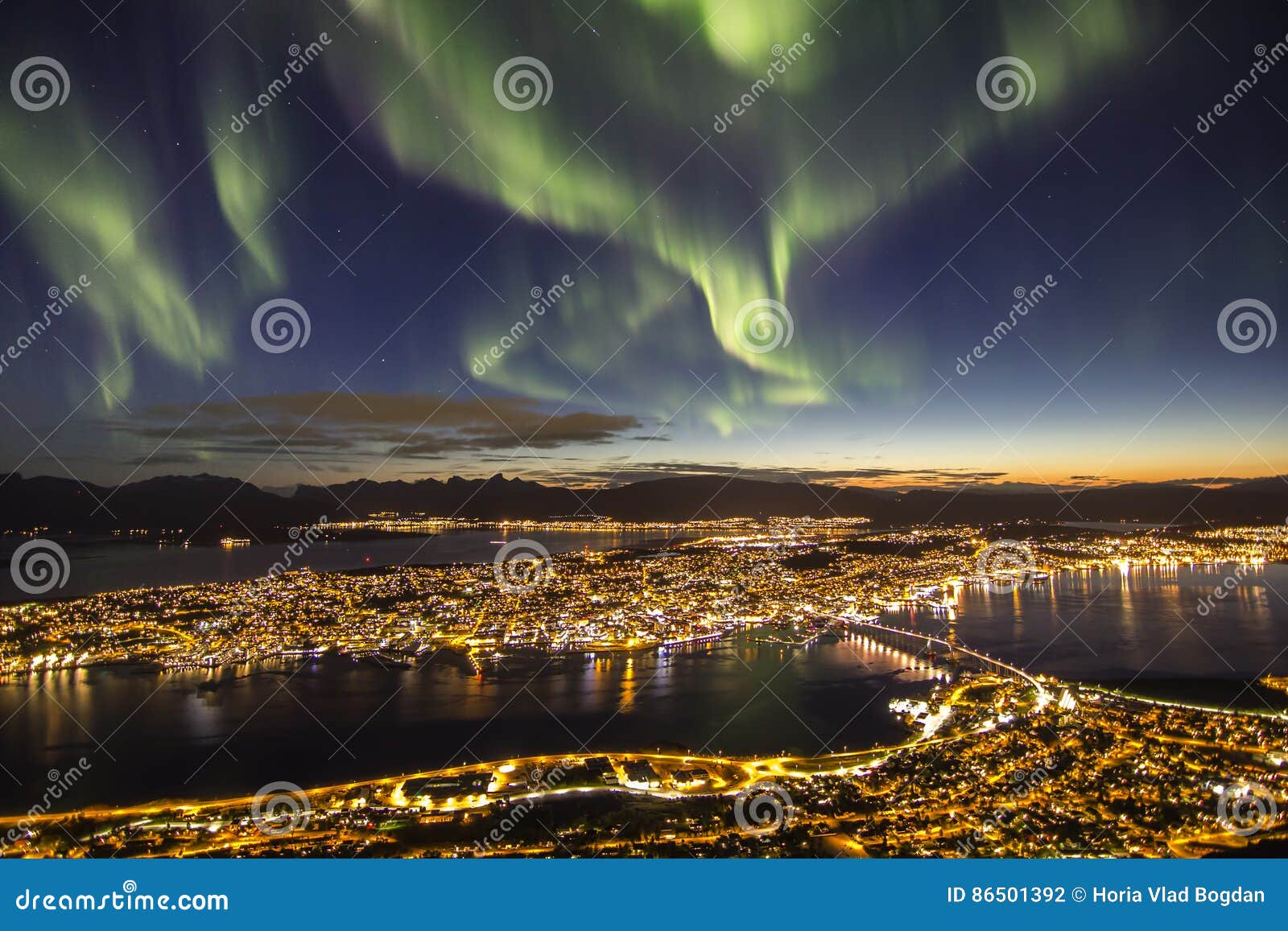 magnificent northern lights above tromso, norway