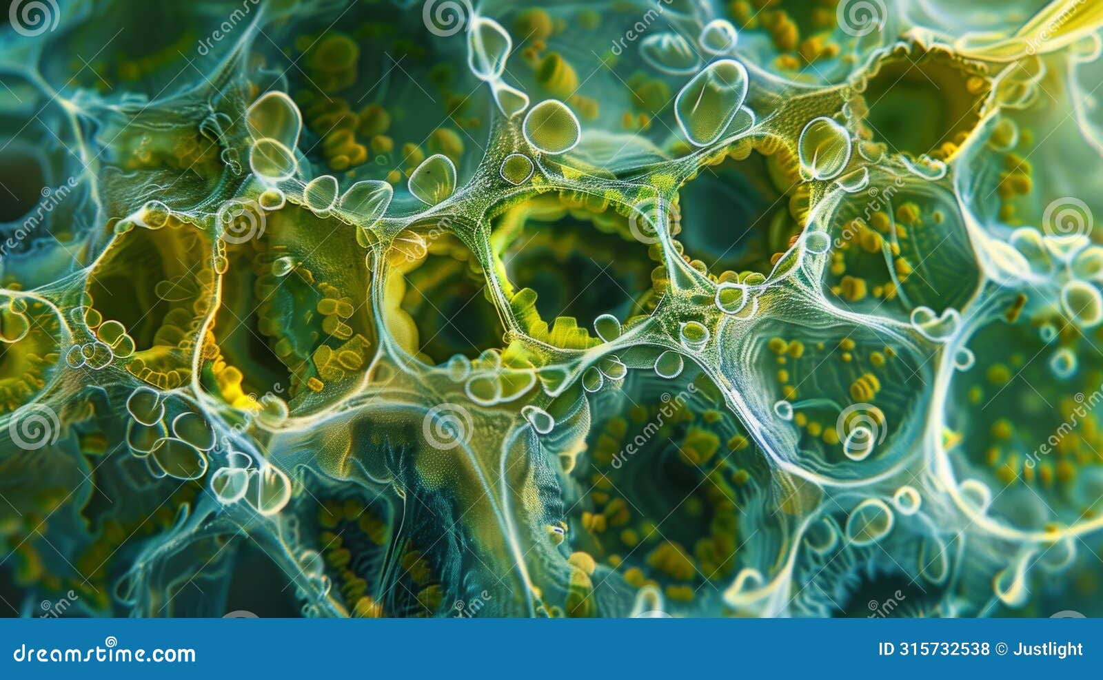 a magnified view of a chloroplasts stroma the fluidfilled region surrounding the thylakoids. the stroma contains a dense