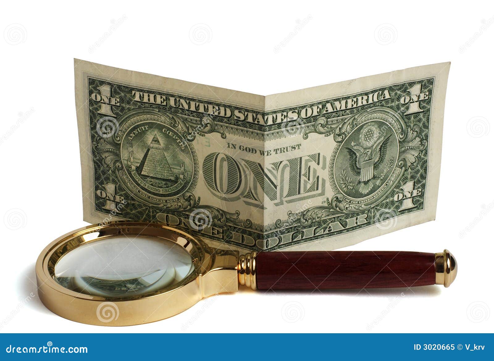 Magnifier and dollar stock image. Image of reflection 3020665