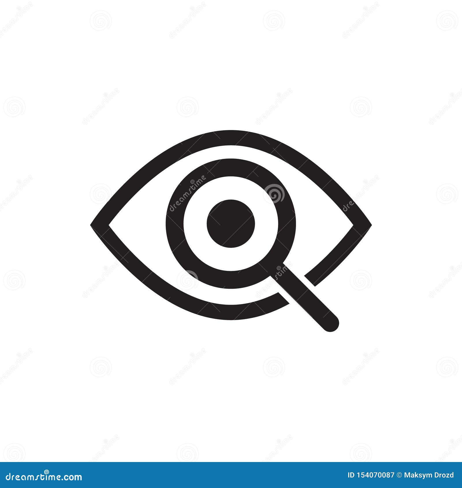 magnifier with eye outline icon. find icon, investigate concept . eye with magnifying glass. appearance, aspect, look,