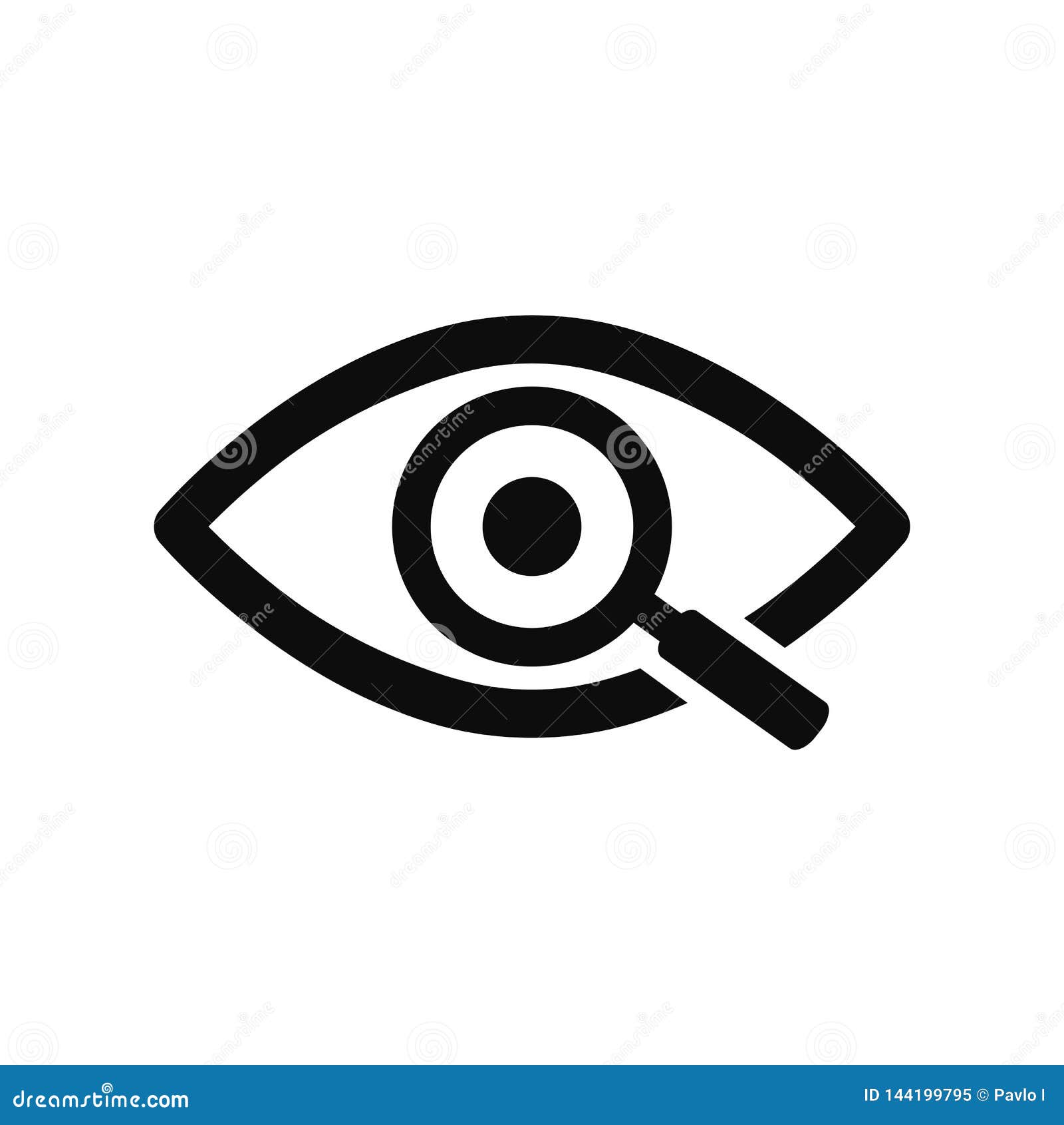 magnifier with eye outline icon. find icon, investigate concept . eye with magnifying glass. appearance, aspect, look, view.