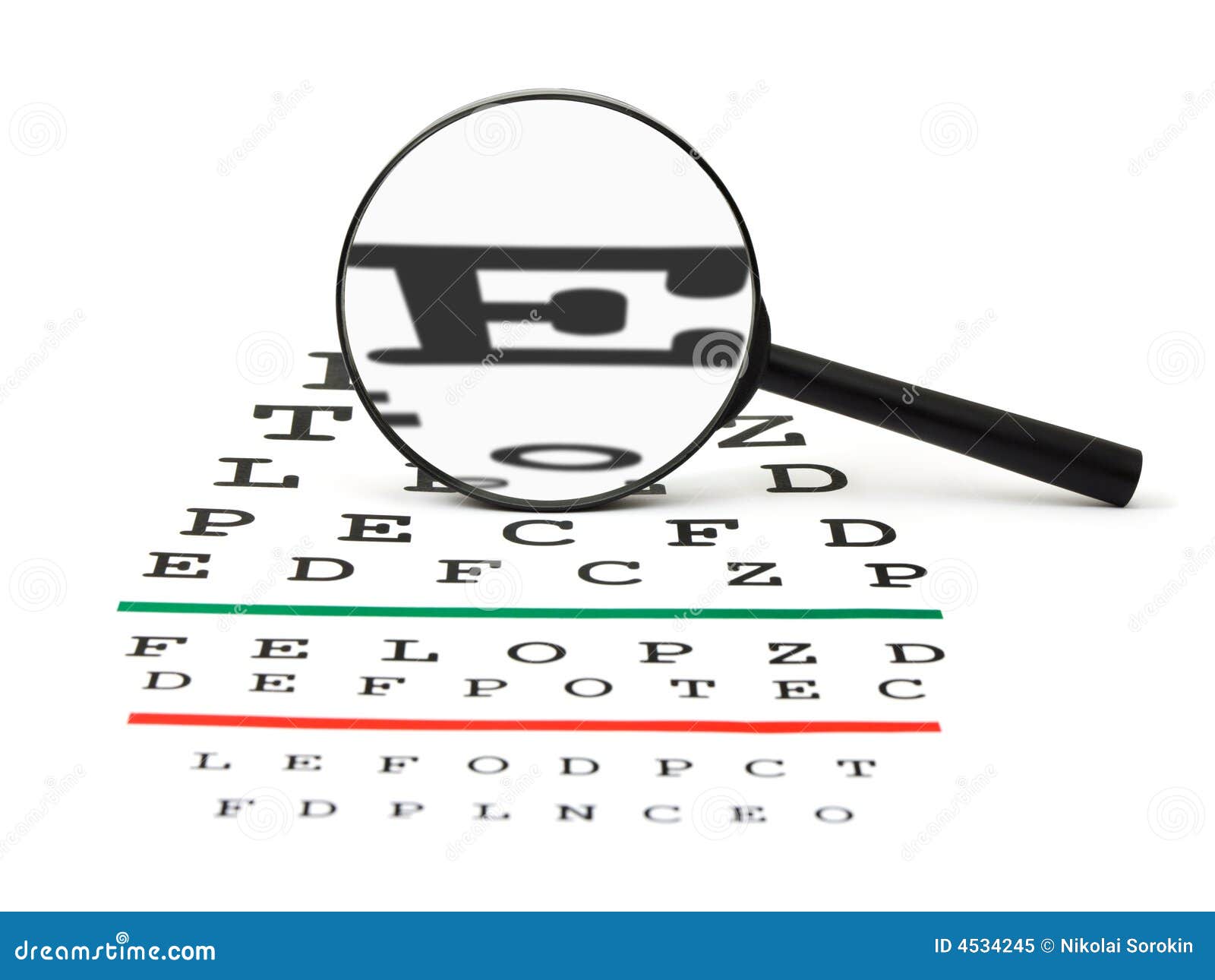 Magnifier on Eyesight Test Chart Stock Image Image of instrument