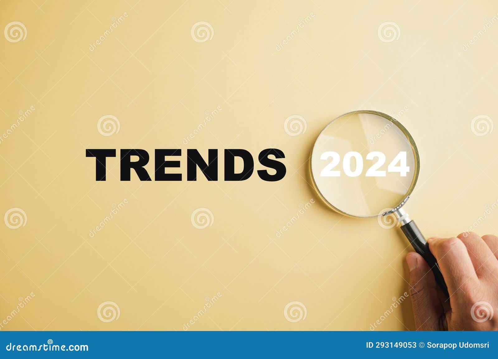 magnifier glasses reveal the words new year 2024 trends