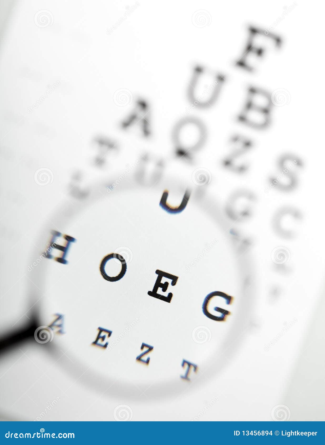 Magnifier over eye chart stock photo. Image of letters 13456894
