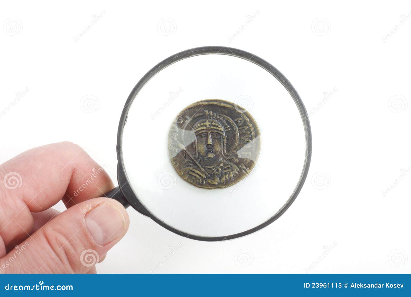 Magnifying Glass and Ancient Coins Stock Image Image of magnifying