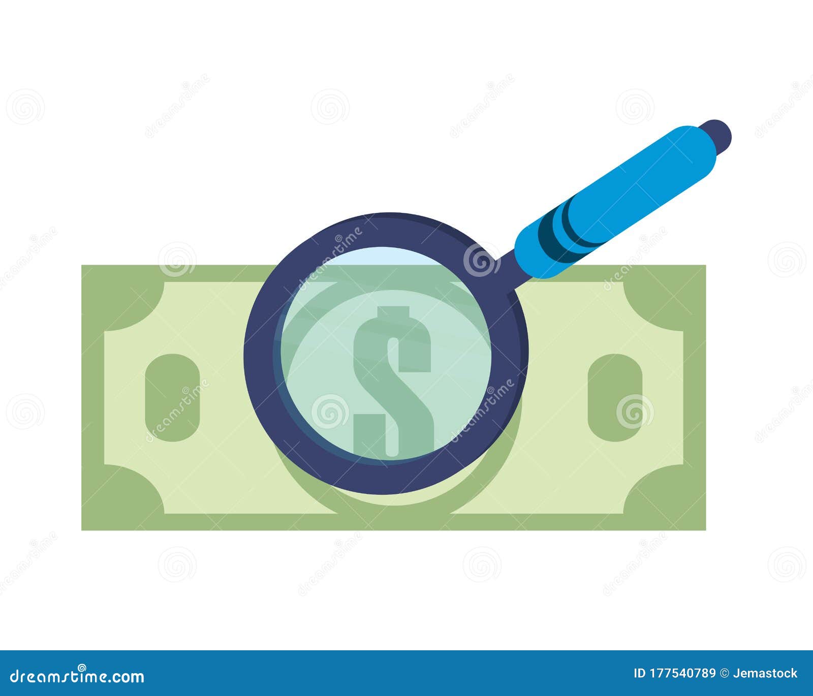 Magnifying Glass with Bill Money Stock Vector - Illustration of ...