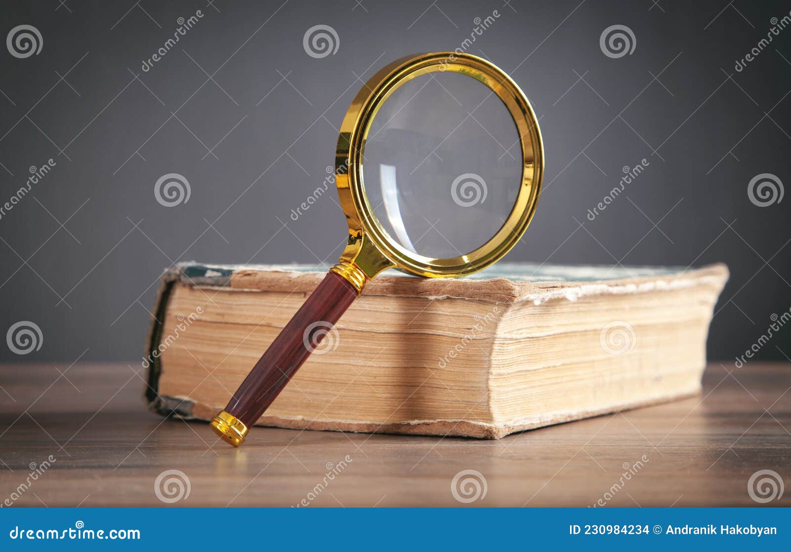 Magnifying Glass with Book on the Table Stock Photo Image of reading