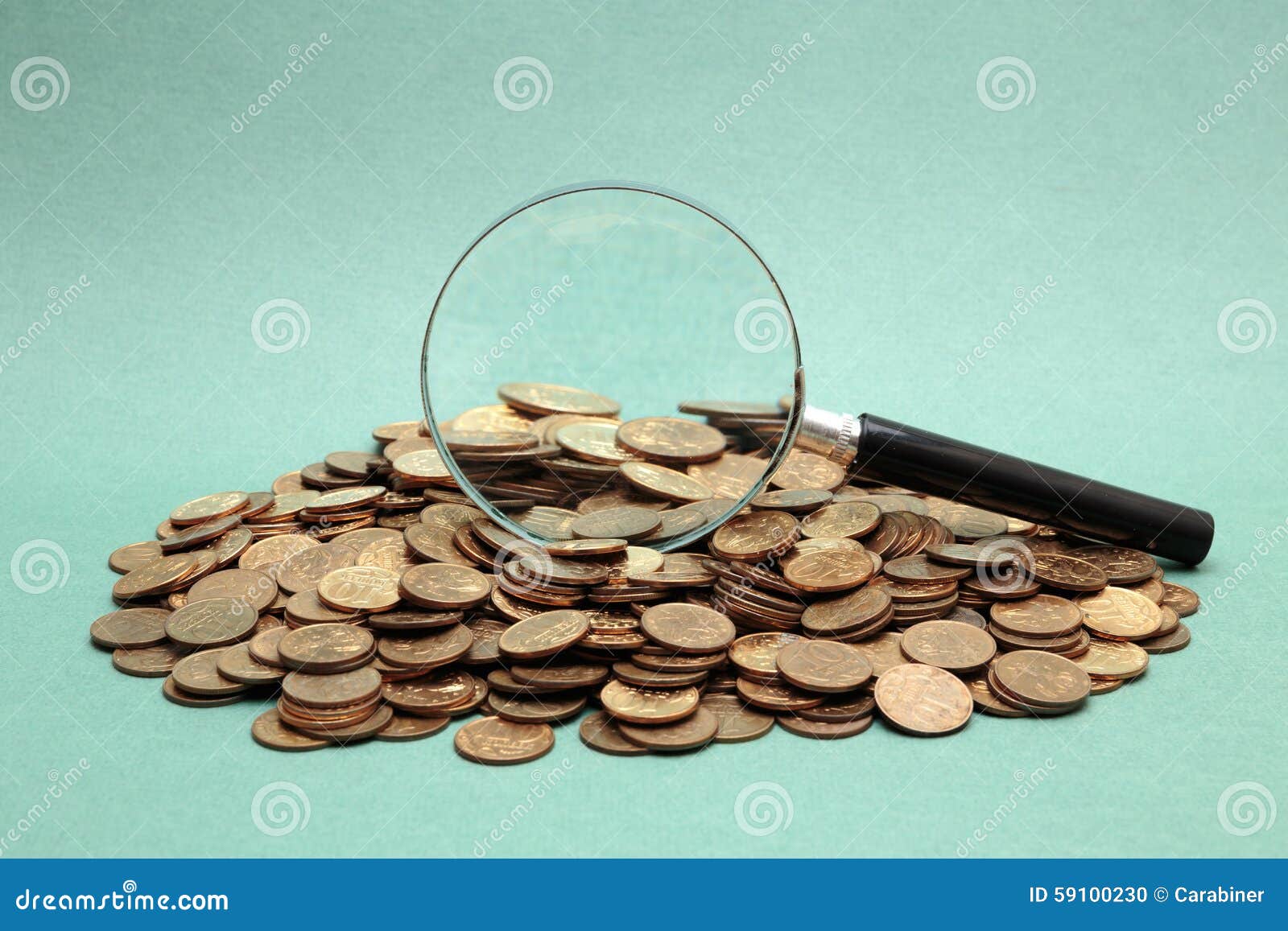 Magnifying Glass on a Coins Stock Photo Image of banking, exchange