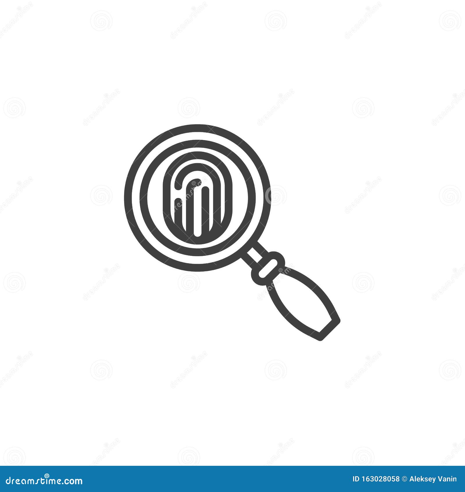 Magnifying Glass and Fingerprint Line Icon Stock Vector Illustration