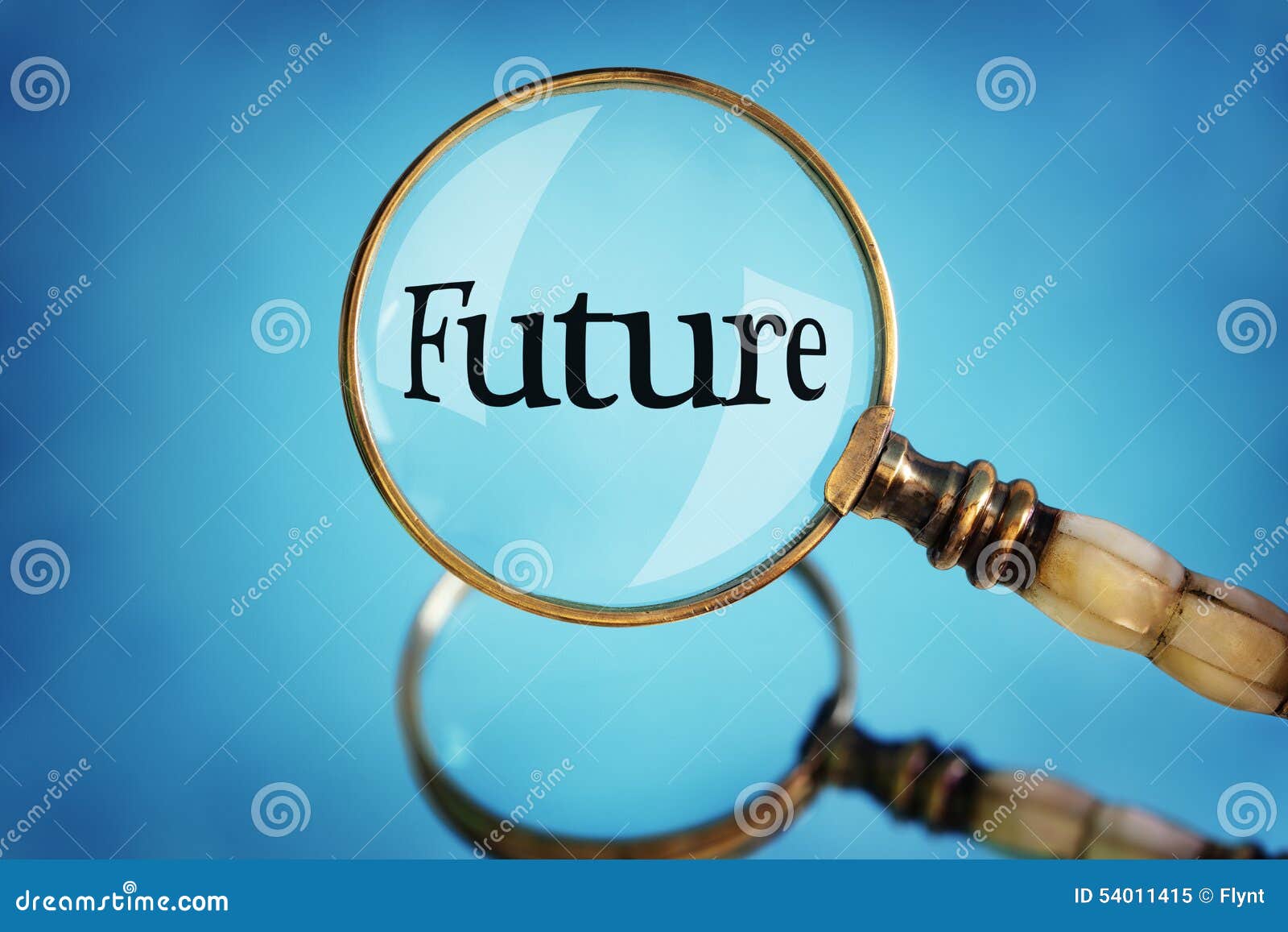 magnifying glass focus word future concept planning vision looking forward 54011415