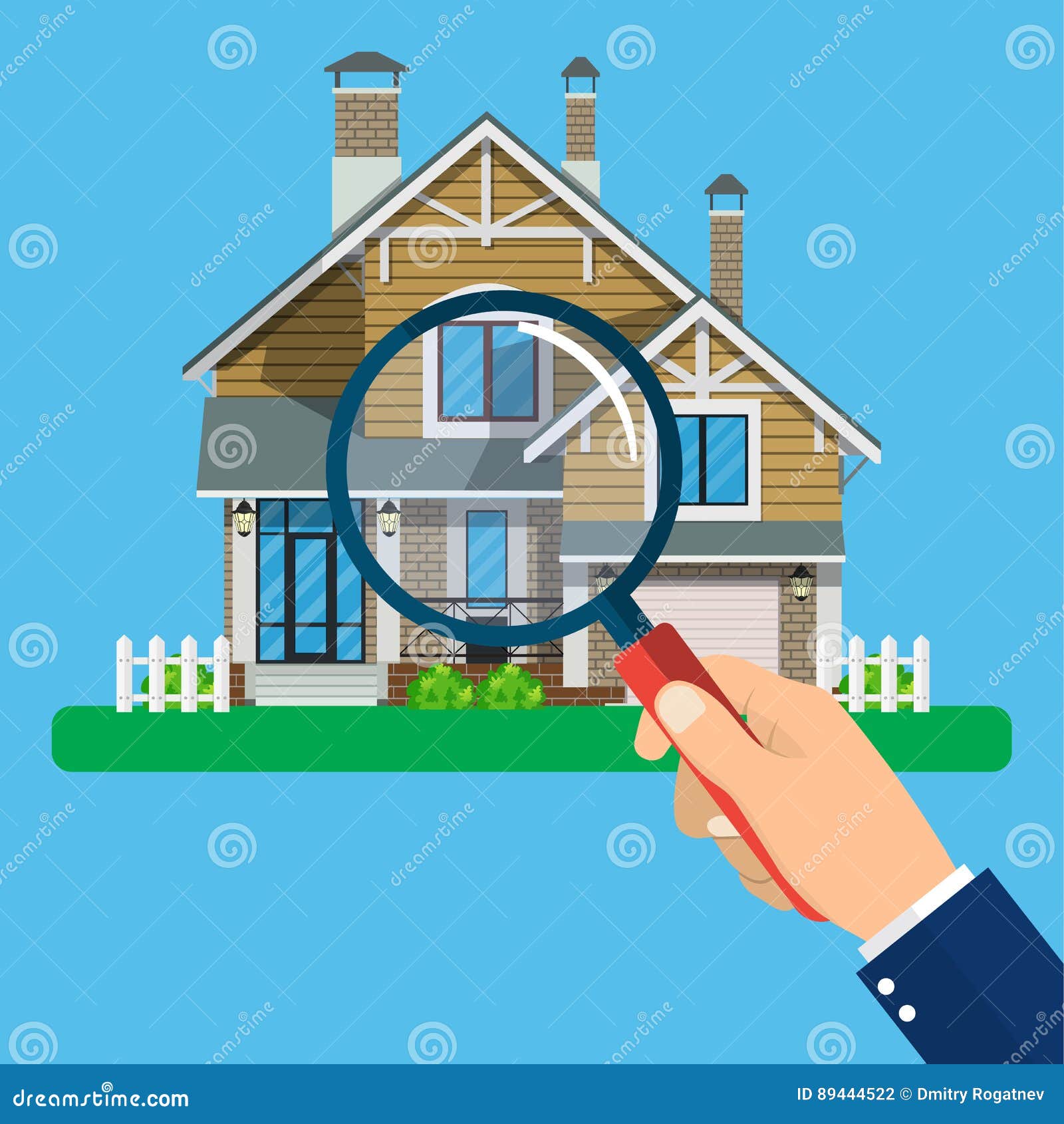 Magnifying Glass with House. Stock Vector - Illustration of inspection ...