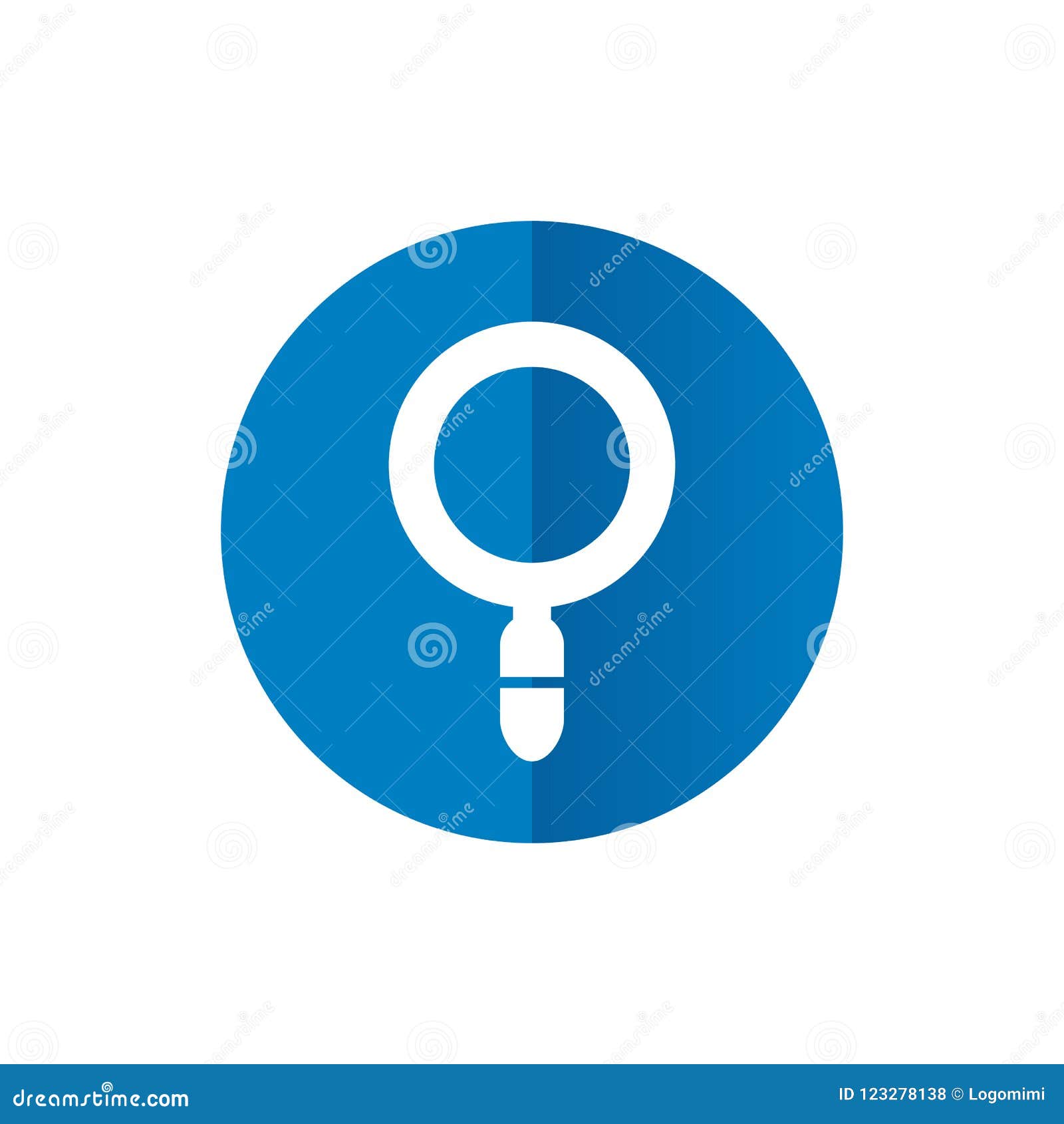 Magnifying Glass Icon Combined With Blue Circle Shape Vector