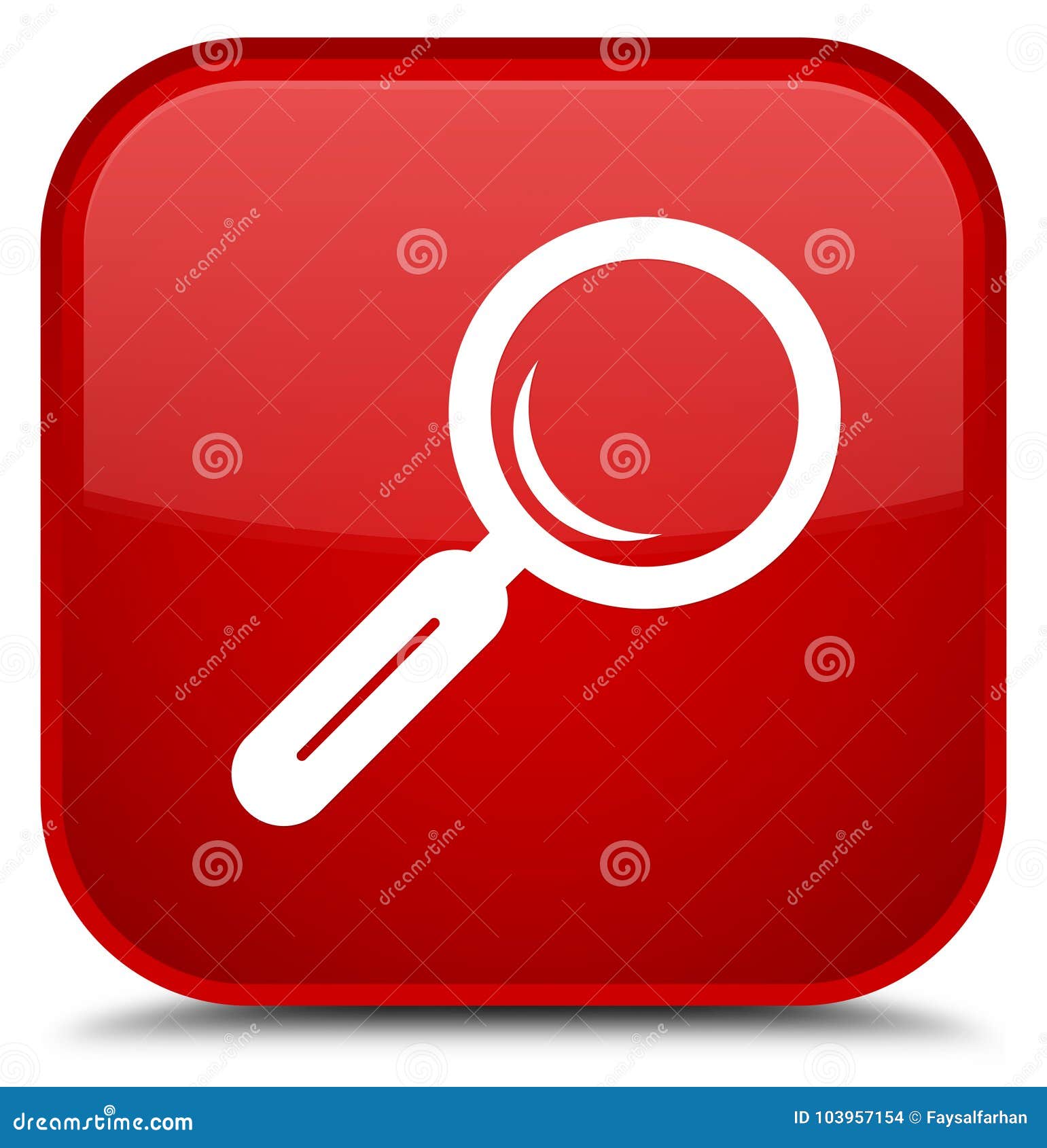 Magnifying Glass Icon Special Red Square Button Stock Illustration