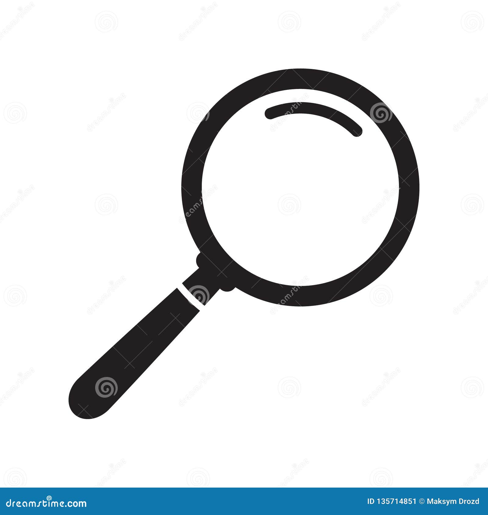 Magnifying Glass Icon, Vector Magnifier or Loupe Sign. Stock Illustration -  Illustration of black, vector: 135714851