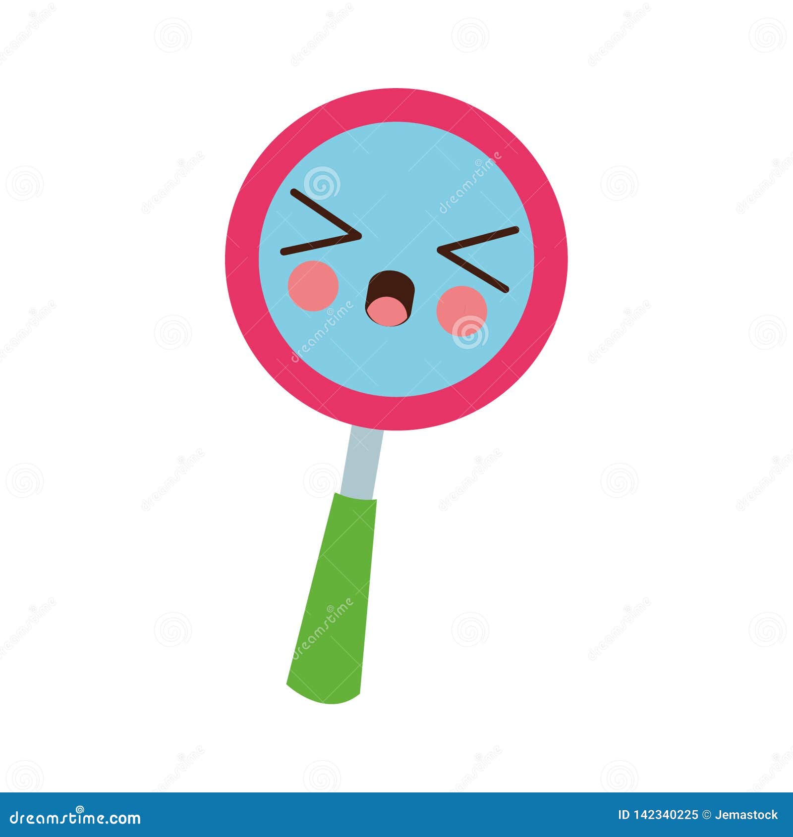 Magnifying Glass Kawaii Cartoon Stock Vector - Illustration of drawing