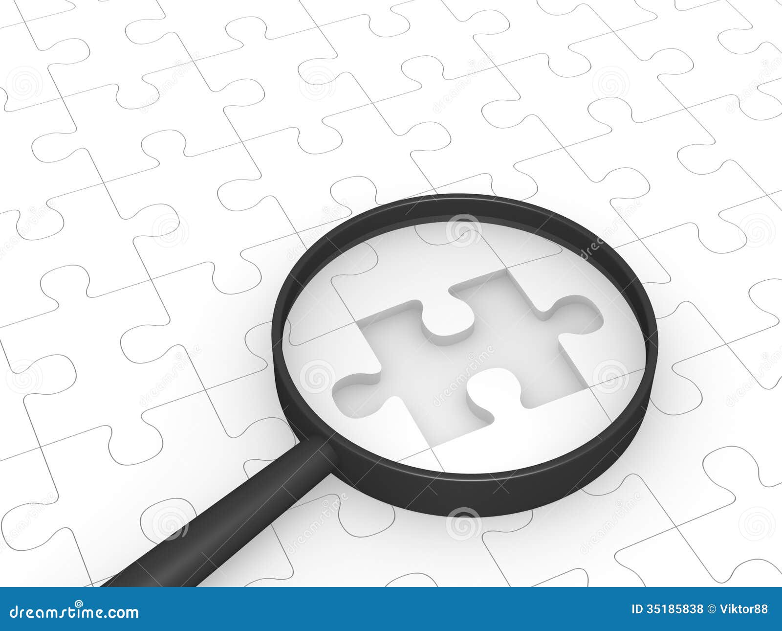 Magnifying Glass Laying on Jigsaw Puzzle Stock Illustration