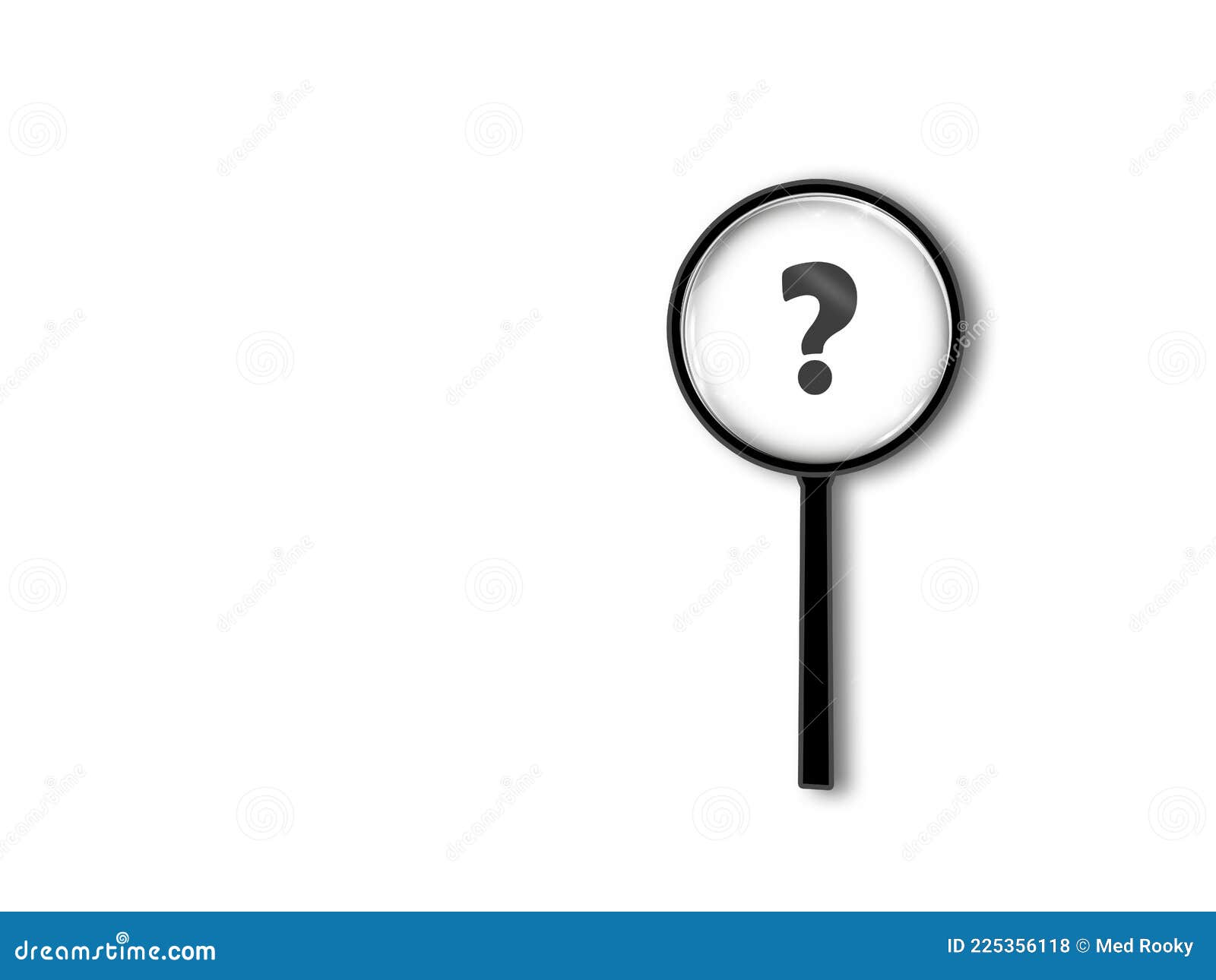 Magnifying Glass with Question Mark Inside the Search Loupe on White