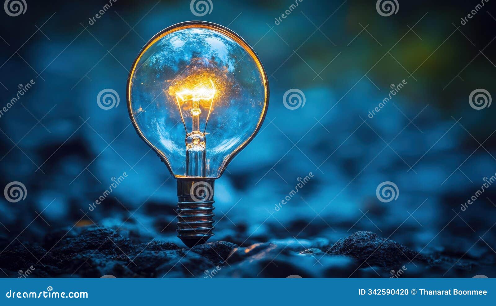 a magnifying glass shines on a light bulb, izing the spark of creativity and innovation in achieving strategic goals