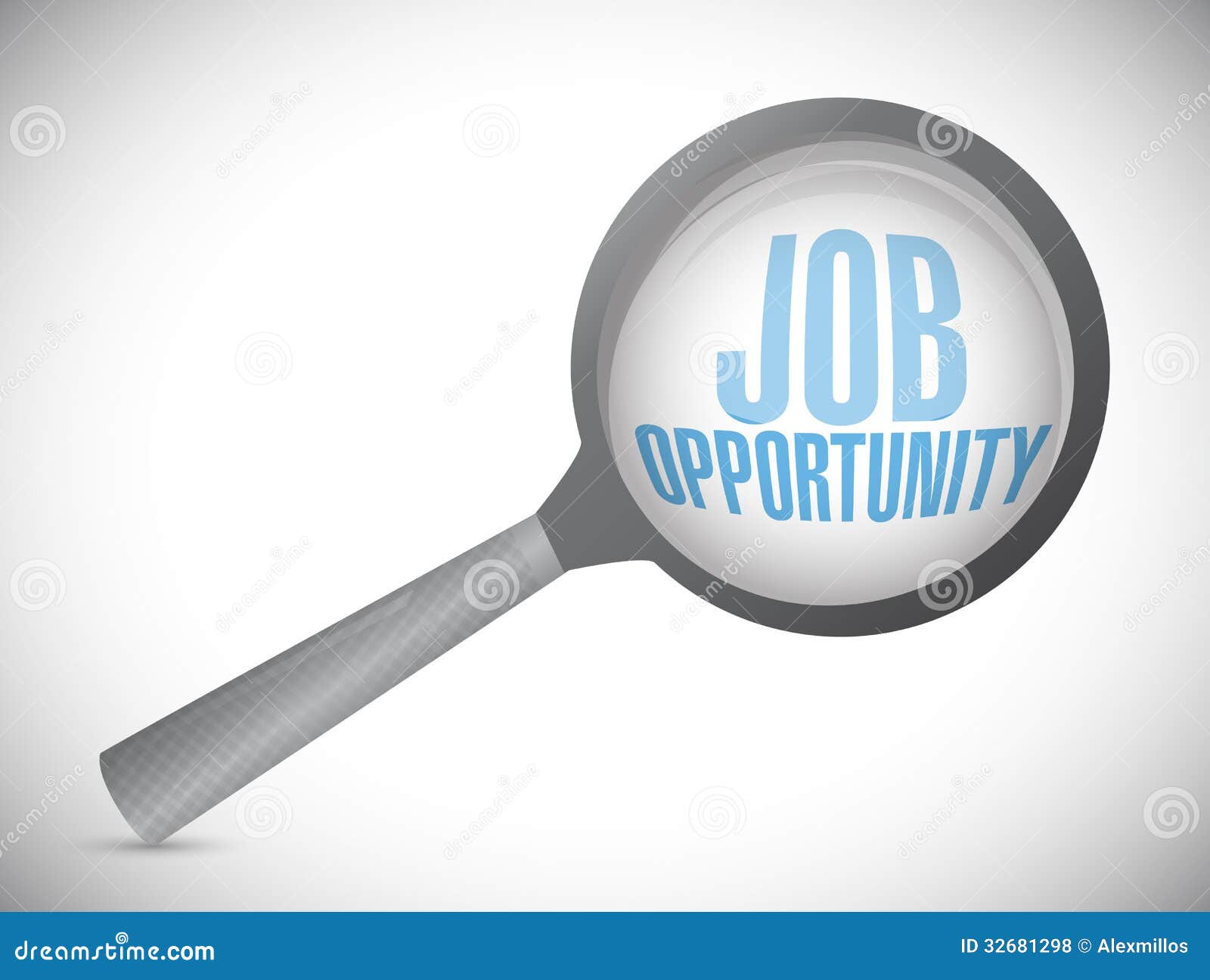 Magnifying Glass Showing Job Opportunity Stock Illustration