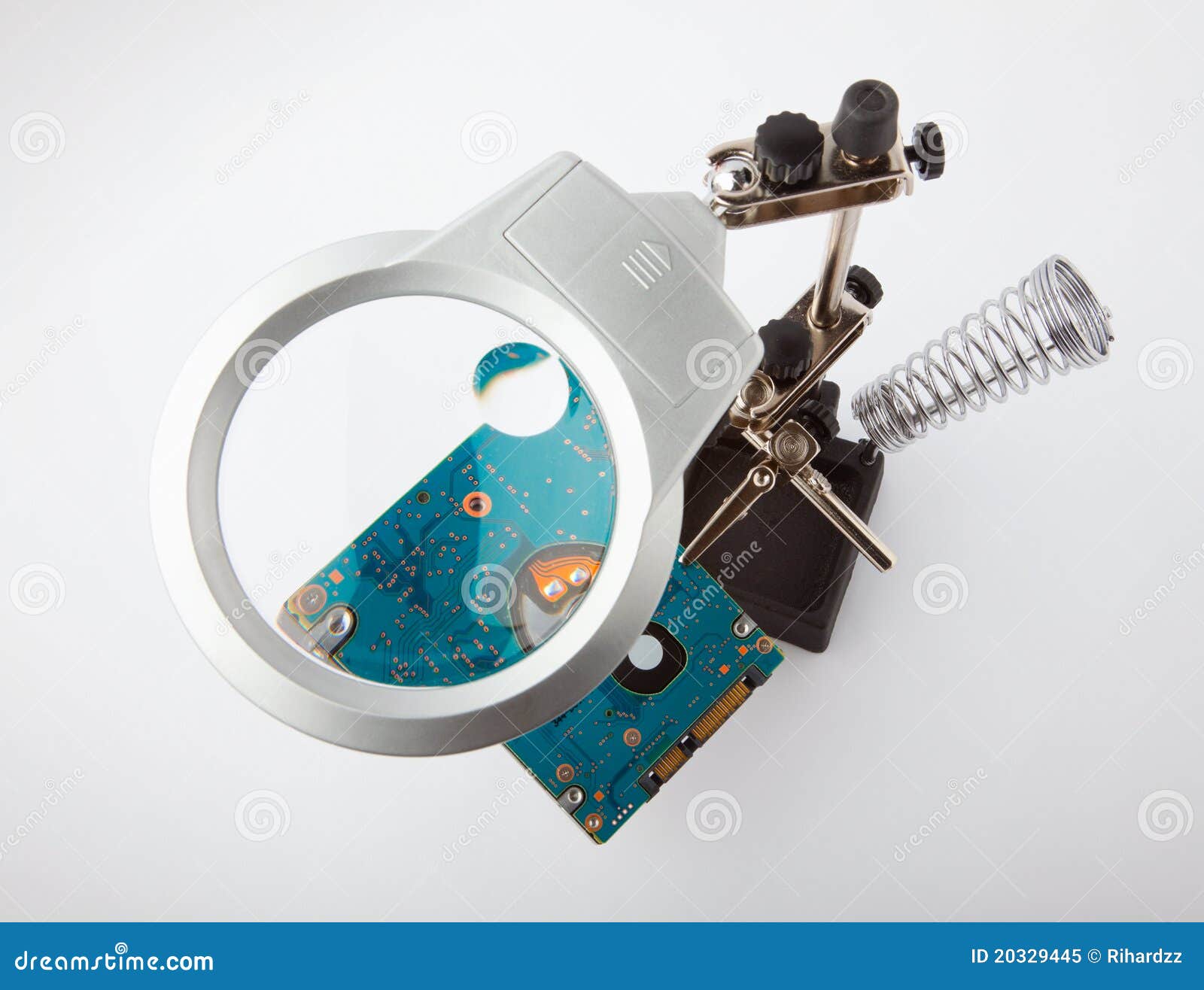 Magnifying Glass Tool and Hard Drive Stock Image Image of information