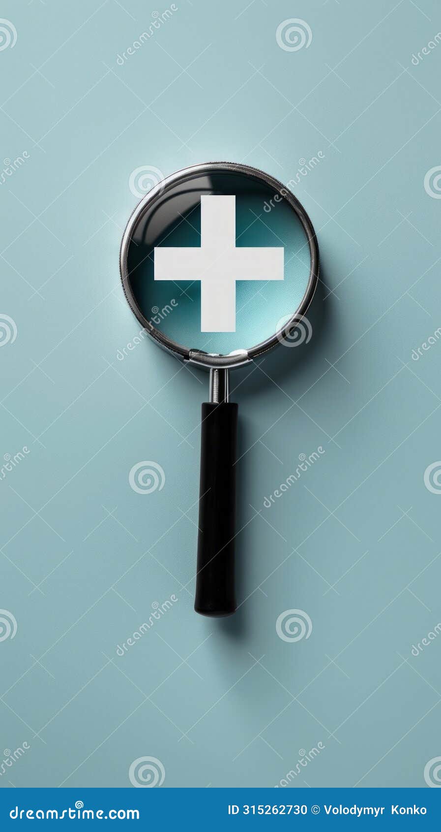 magnifying glass with white cross for precise examination and analysis