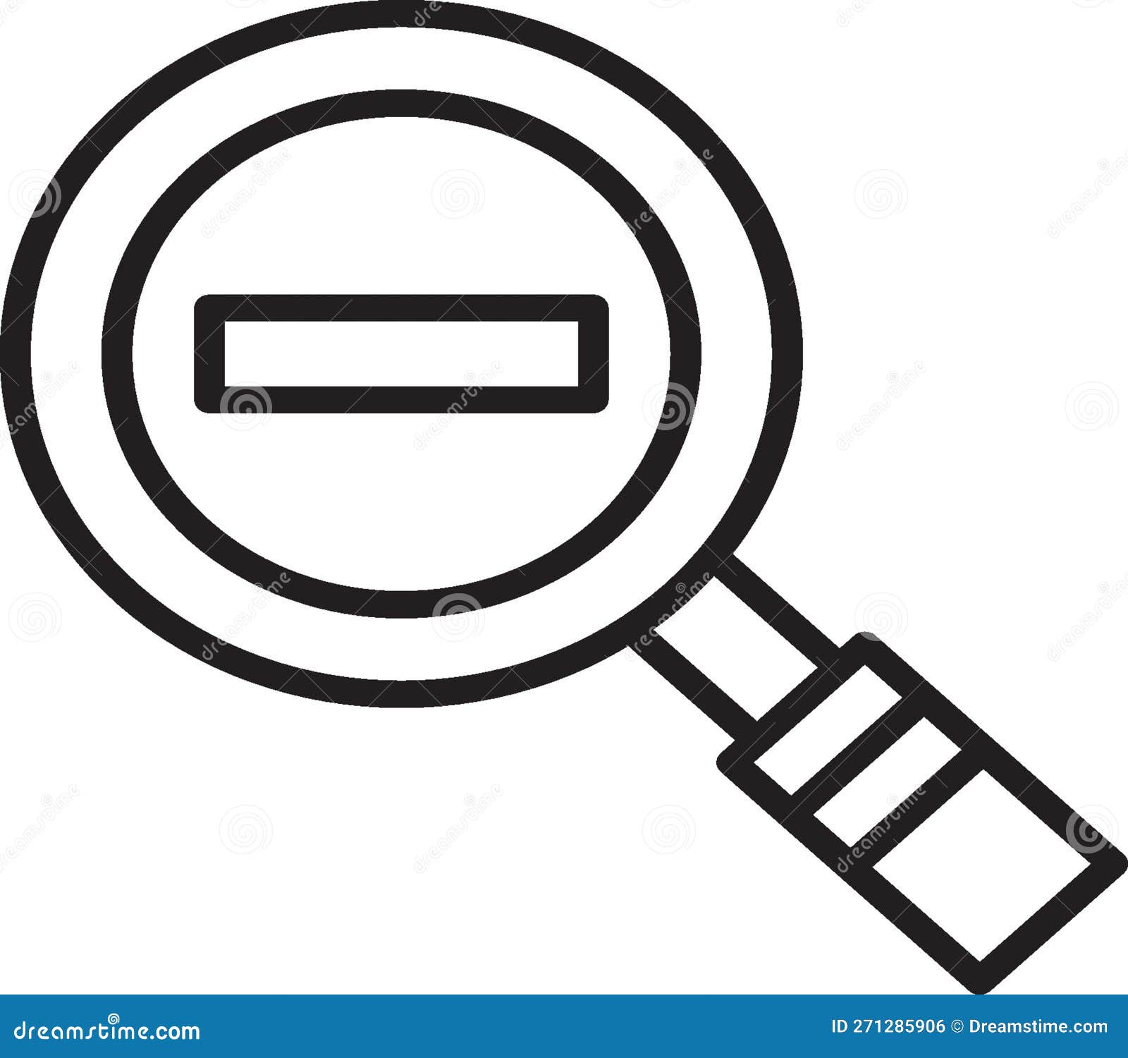 Magnifying Glasses Icon with Strip Black and White Stock Illustration