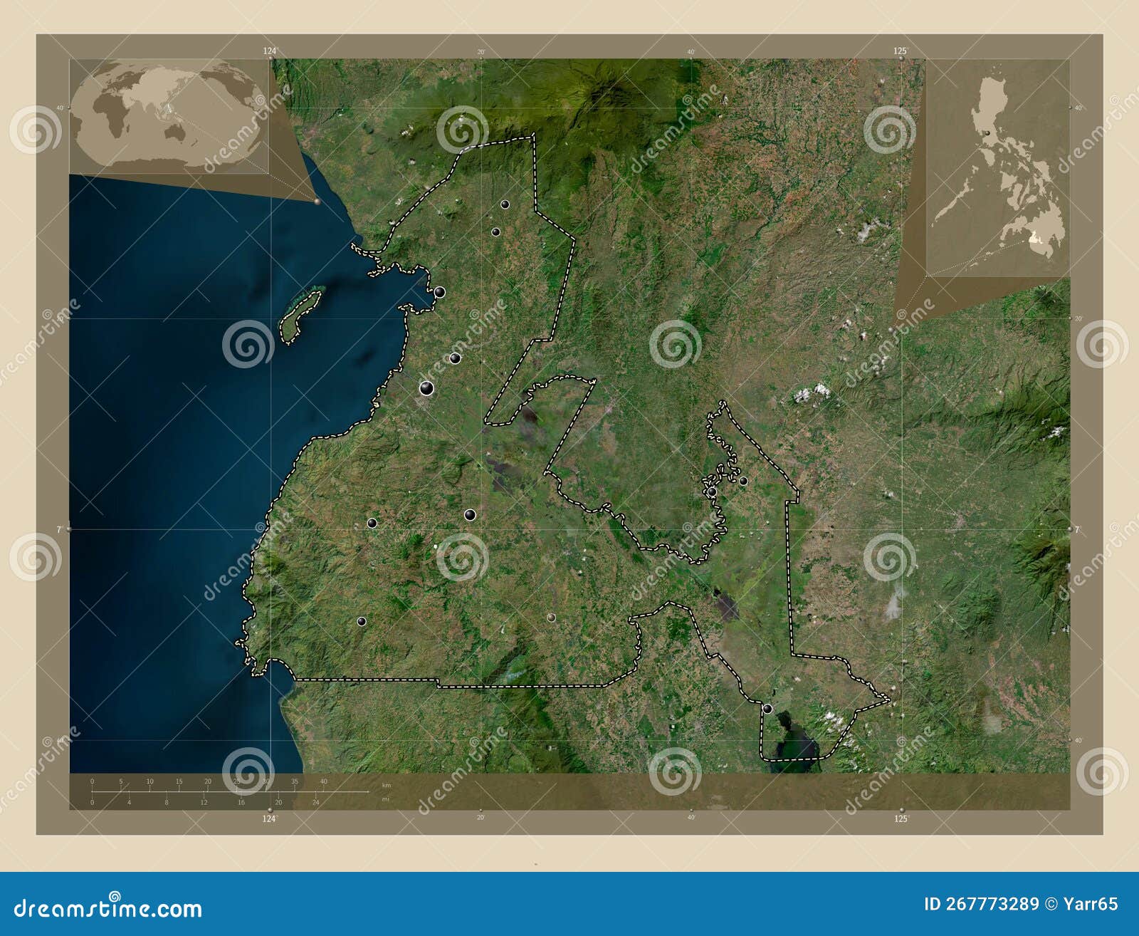 Maguindanao Philippines High Res Satellite Major Cities Stock