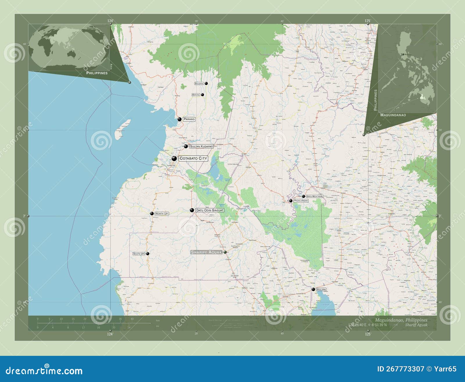 Maguindanao Philippines Osm Labelled Points Of Cities Stock