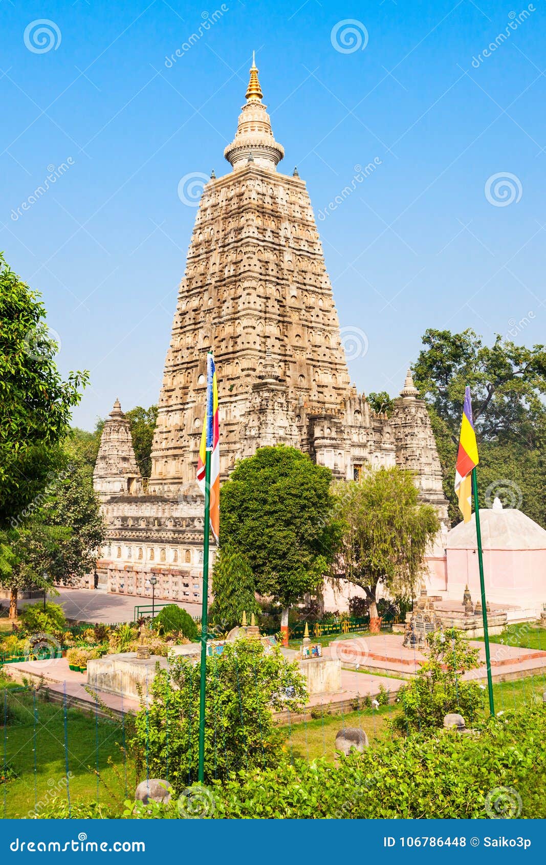 Mahabodhitempel, Bodhgaya. Bodh Gaya is een godsdienstige plaats en plaats van bedevaart een verbonden aan de Mahabodhi-Tempel in Gaya, India