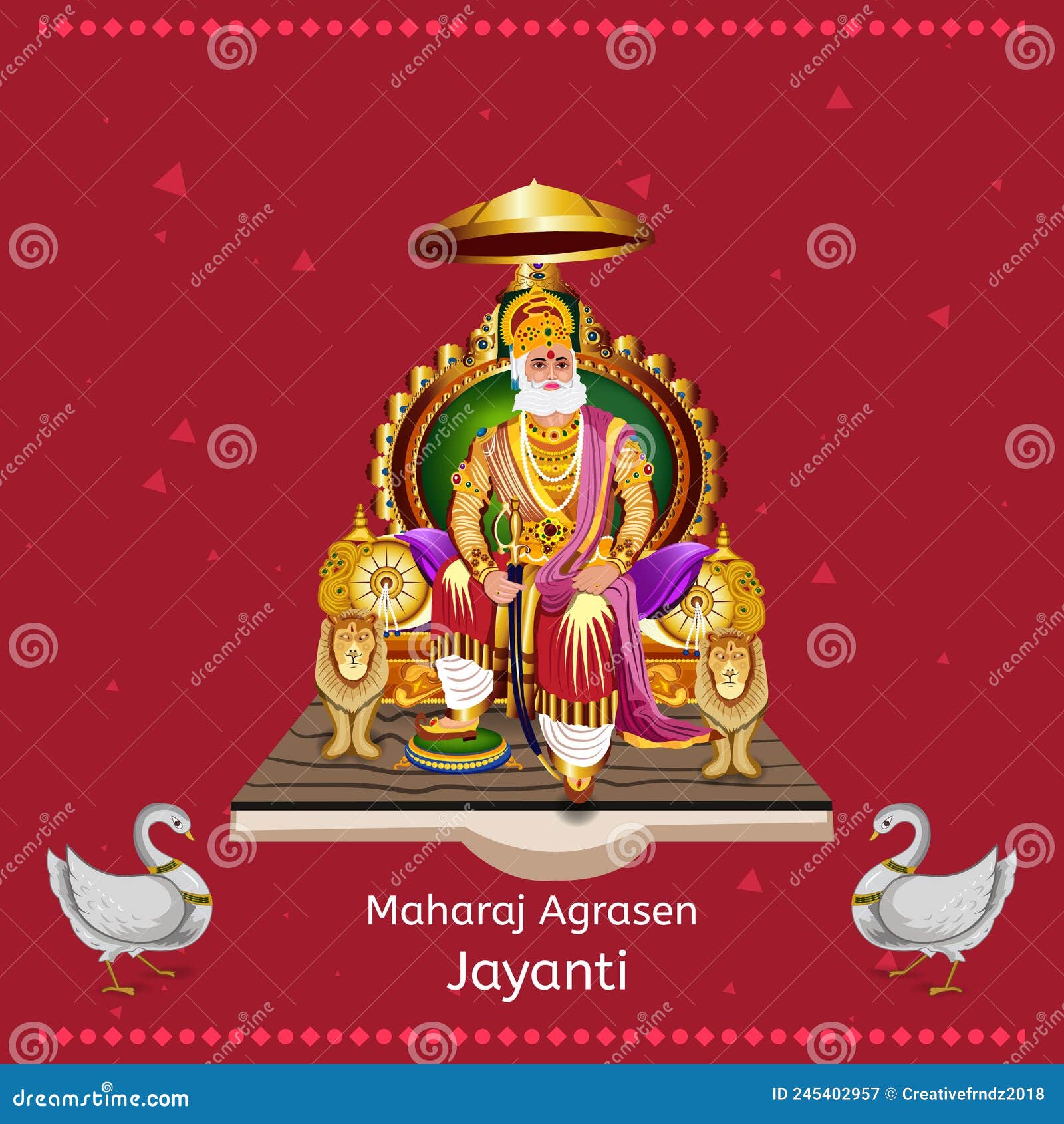 Maharaja Agrasen Jayanti Greeting Card Design Stock Vector