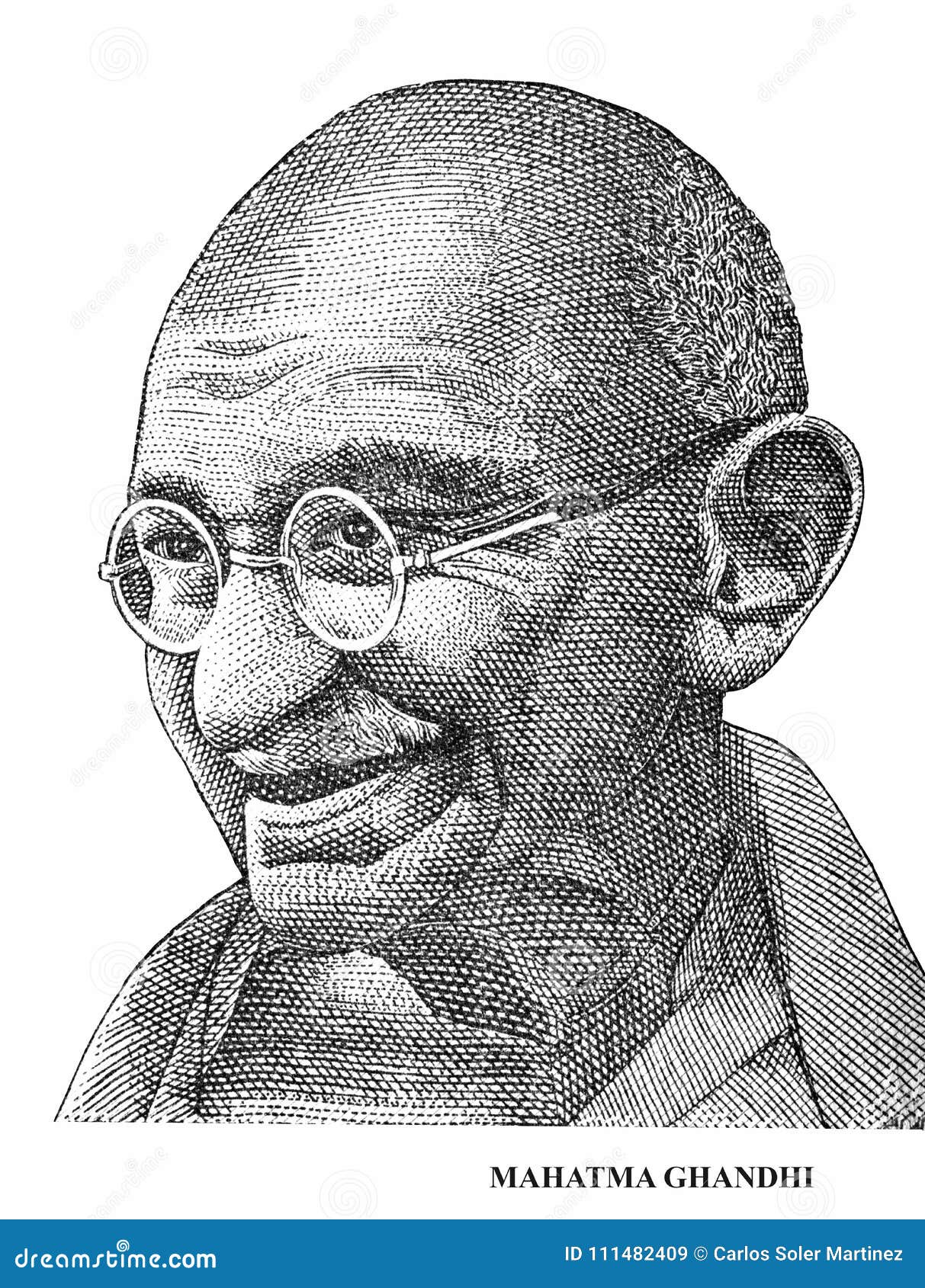 Mahatma Gandhi Isolated on White Background Stock Image - Image of  lithography, close: 111482409