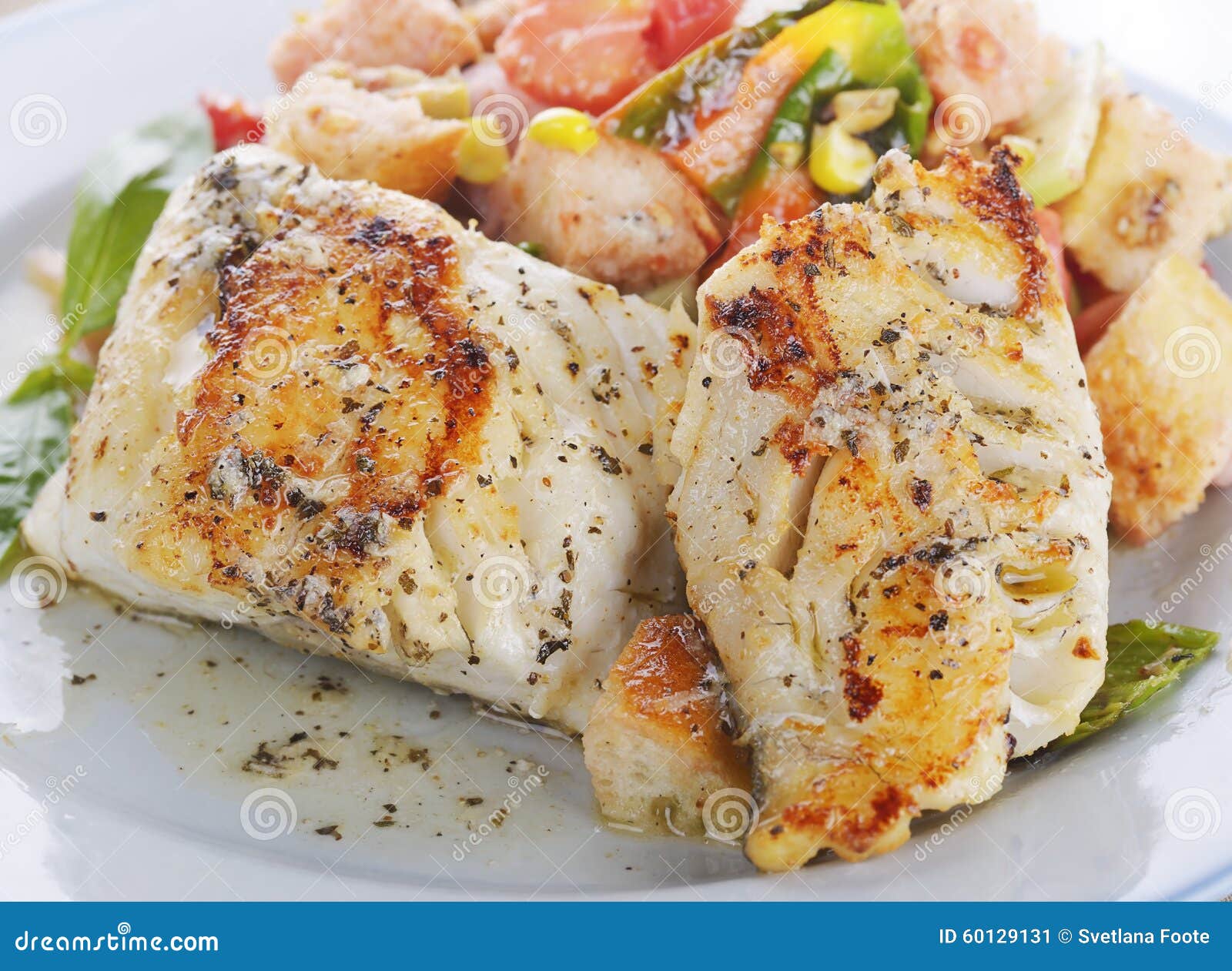 Mahi Mahi Fillets with Salad Stock Image Image of mahi, tomato 60129131