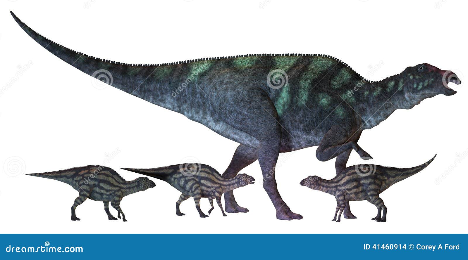 Maiasaura-Dinosaurier Mit Babys Stock Abbildung - Illustration von