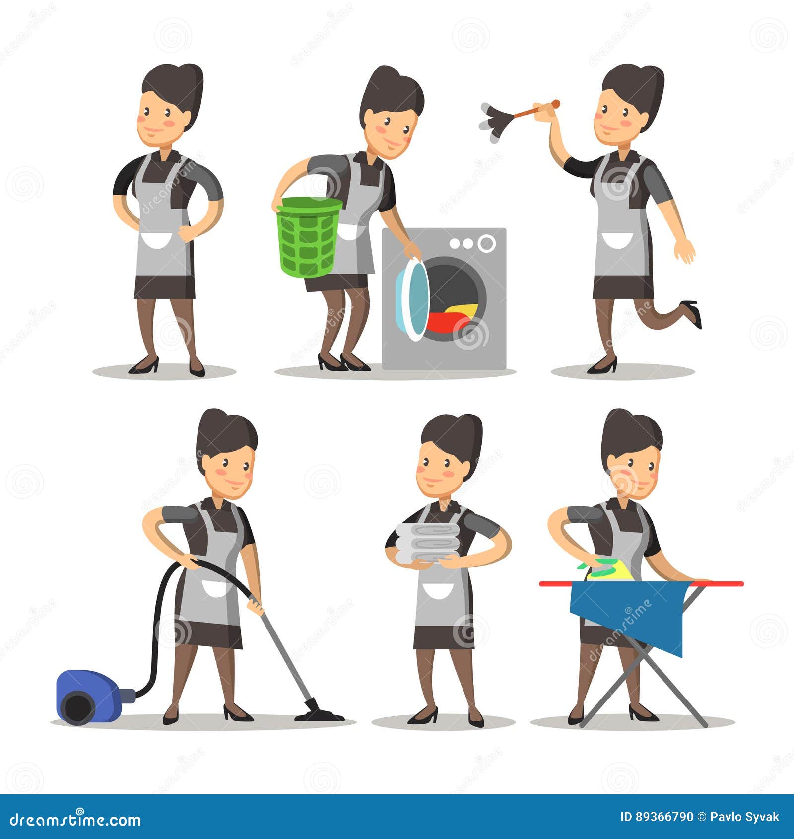 Maid Cartoon in a Classic Uniform. Cleaning Service Stock Vector