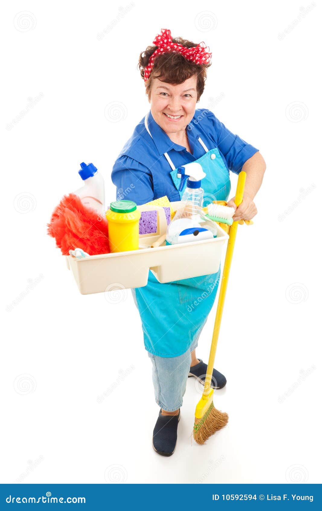 Maid with Cleaning Products Stock Photo Image of gloves, caucasian