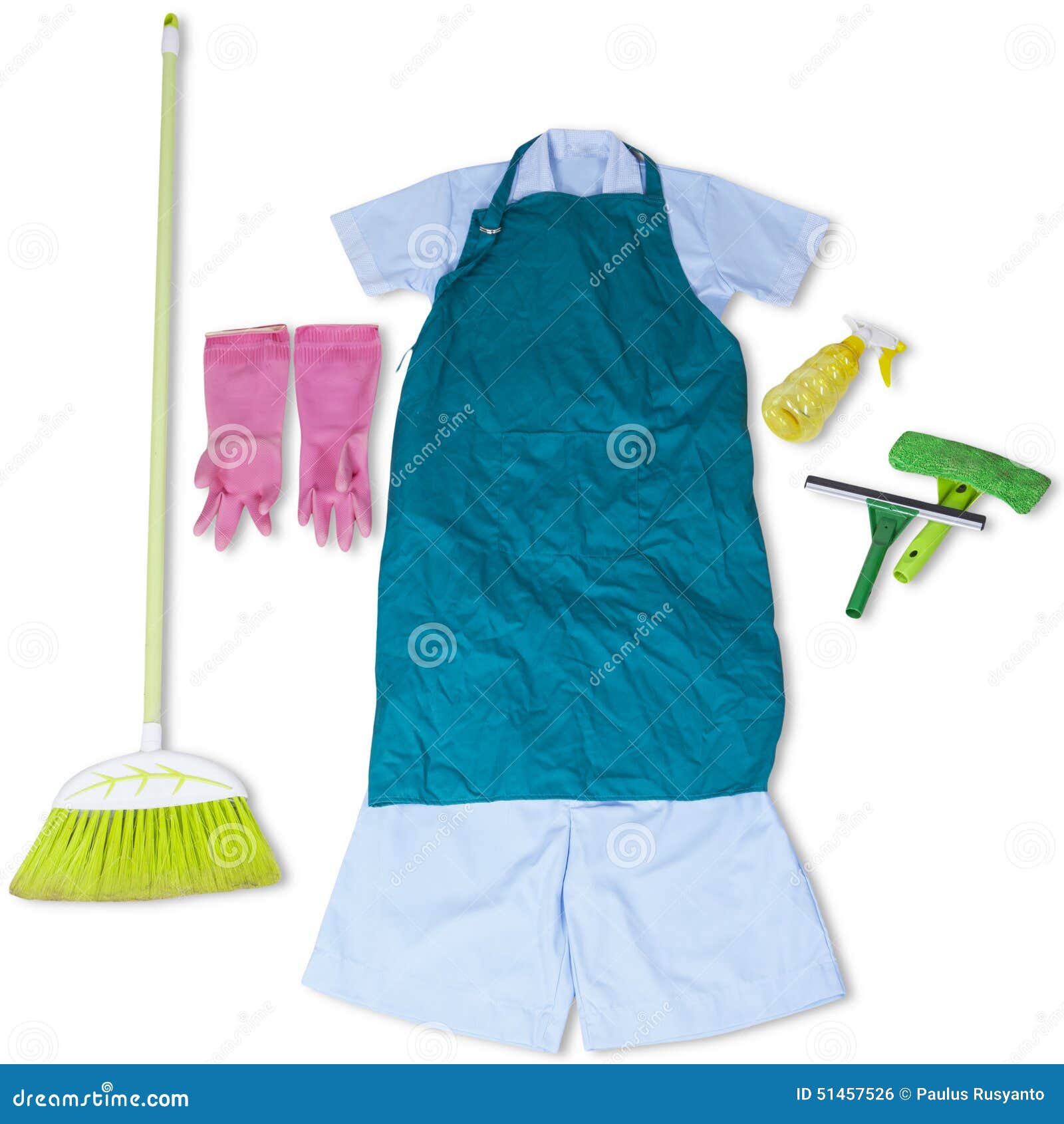 Maid Clothes and Cleaner Tools Stock Photo Image of gloves, colored 51457526