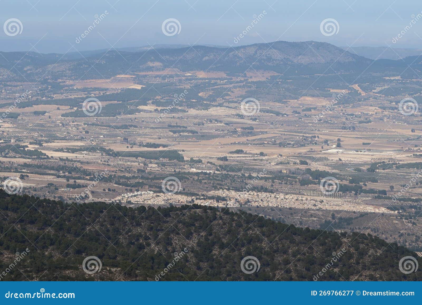 views of the castalla internacional urbanization from the pere paia antennas in the maigmo mountain range. alicante, spain