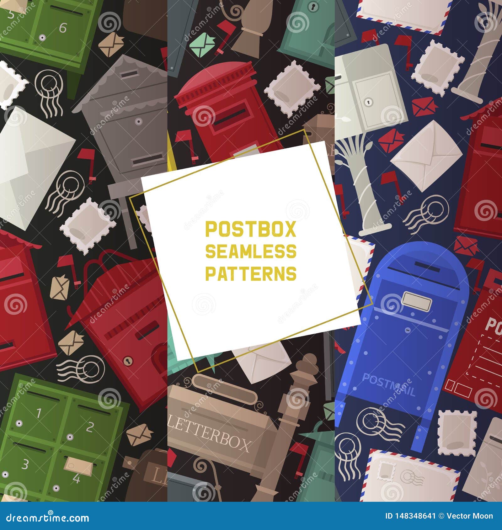 mail box  seamless pattern post mailbox postal mailing letterbox  backdrop set of postboxes  for