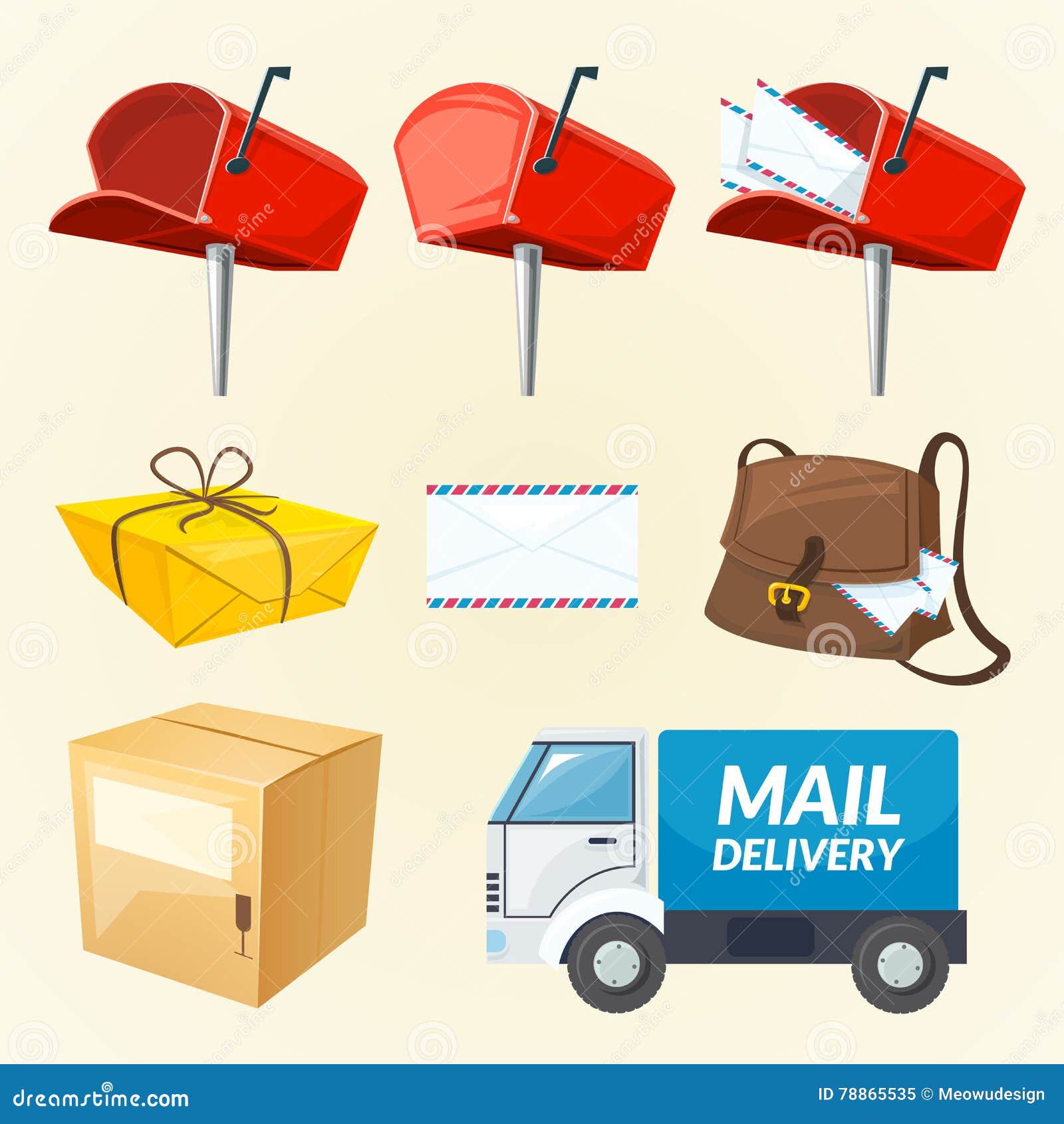 Mail Delivery Set of Elements, Vector Illustration Stock Vector Illustration of logotype
