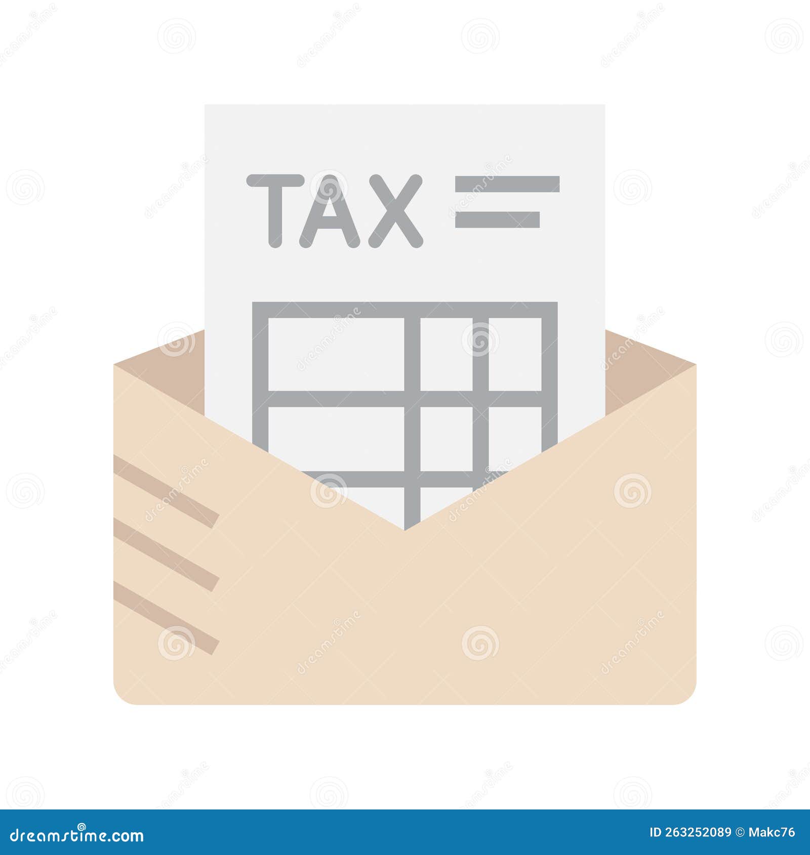 Mail Envelope Icon with Tax Form. Bookkeeping Stock Vector