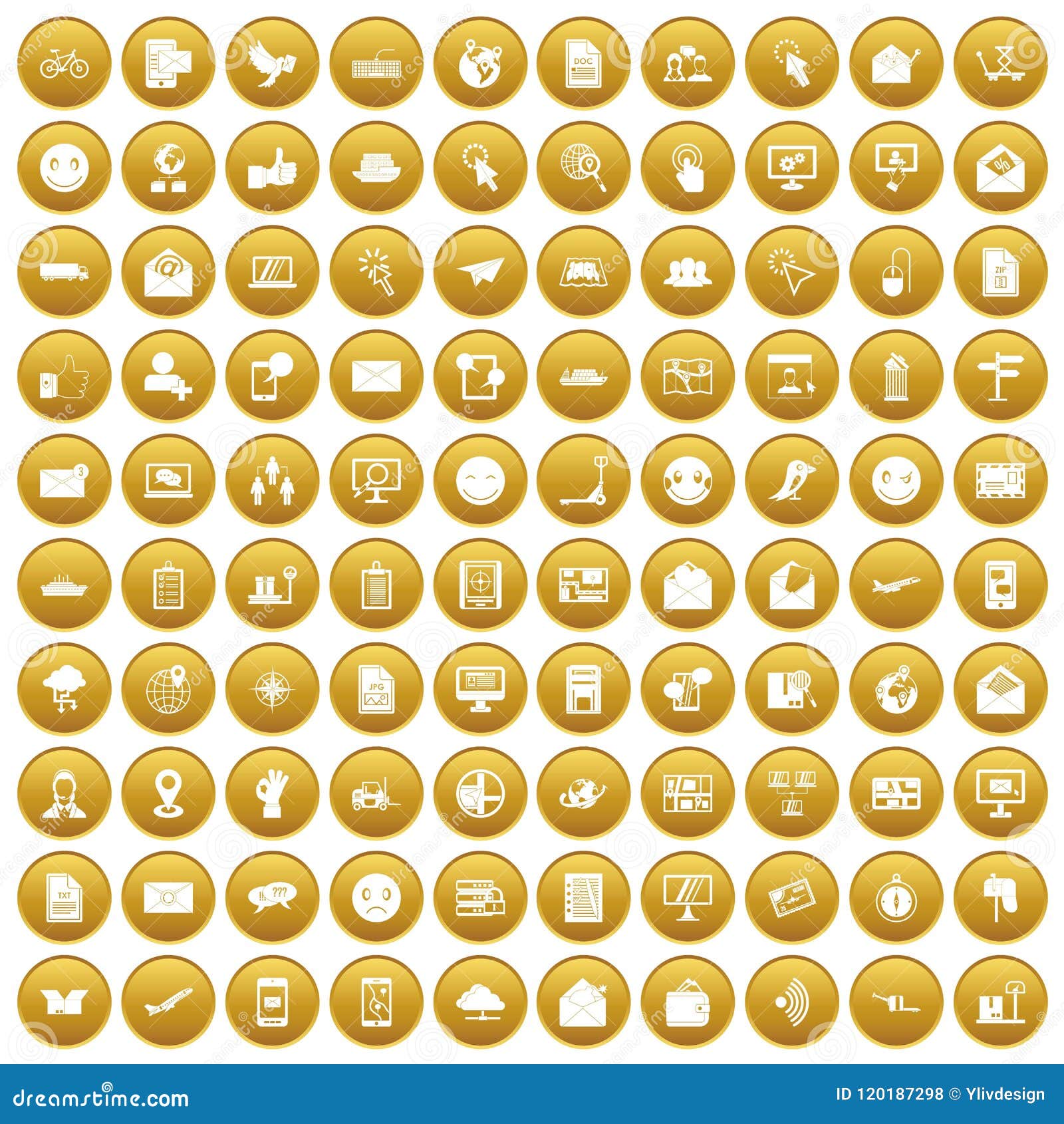 100 mail icons set gold stock vector. Illustration of gold 120187298
