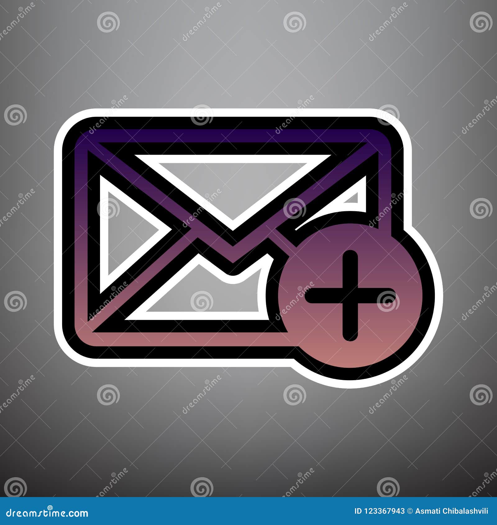 mail sign  with add mark. . violet gradient ic