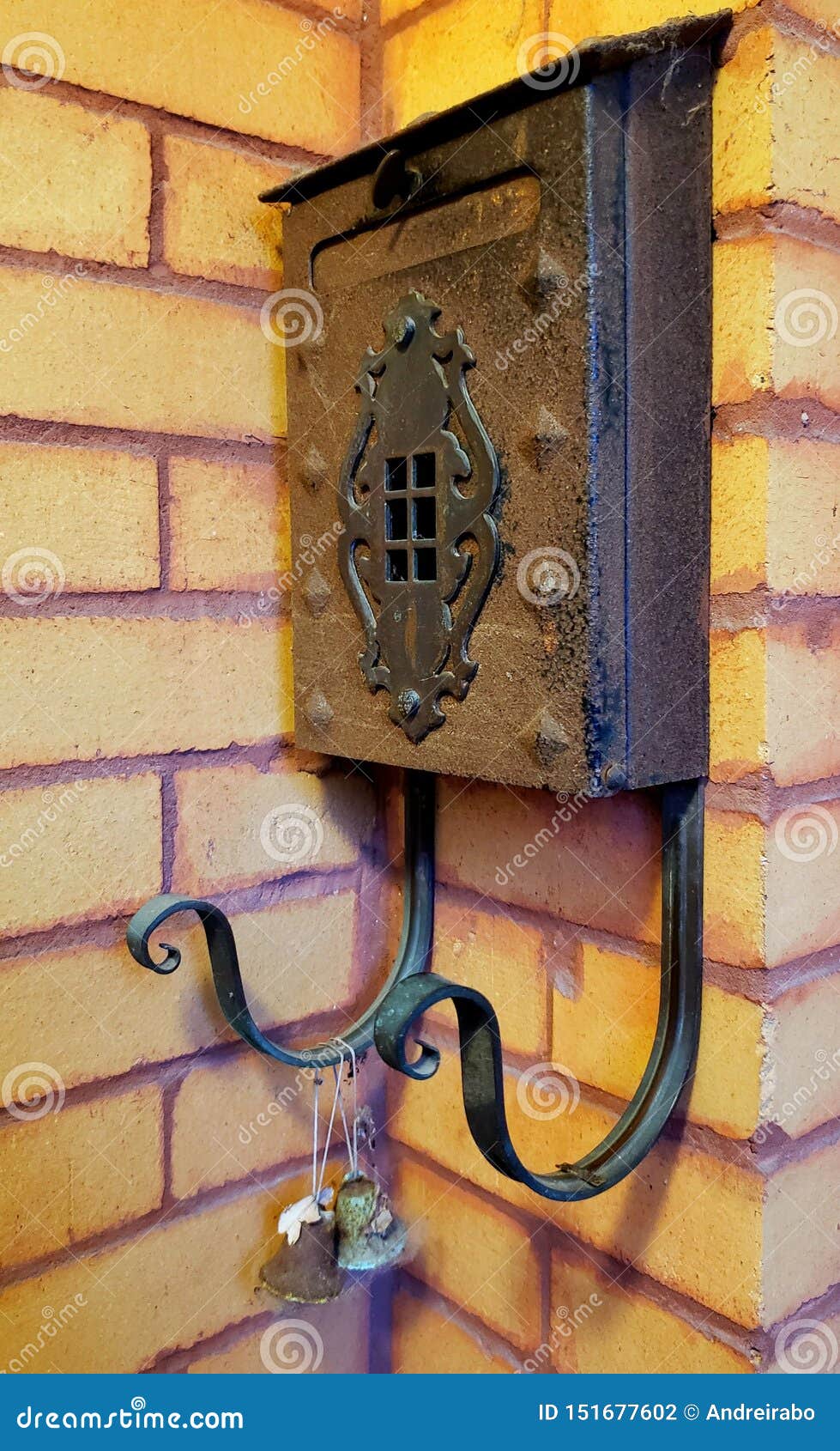 A mailbox on a brick wall stock photo. Image of house 151677602