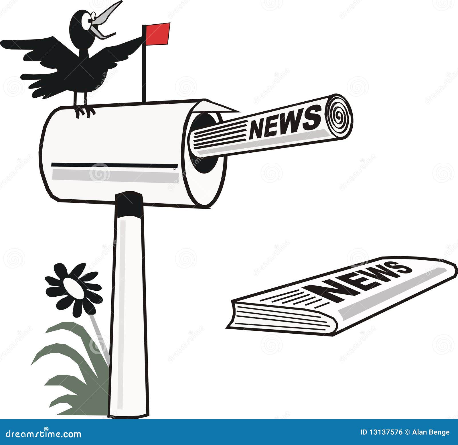 Mailbox cartoon stock vector. Illustration of paper, newspaper 13137576